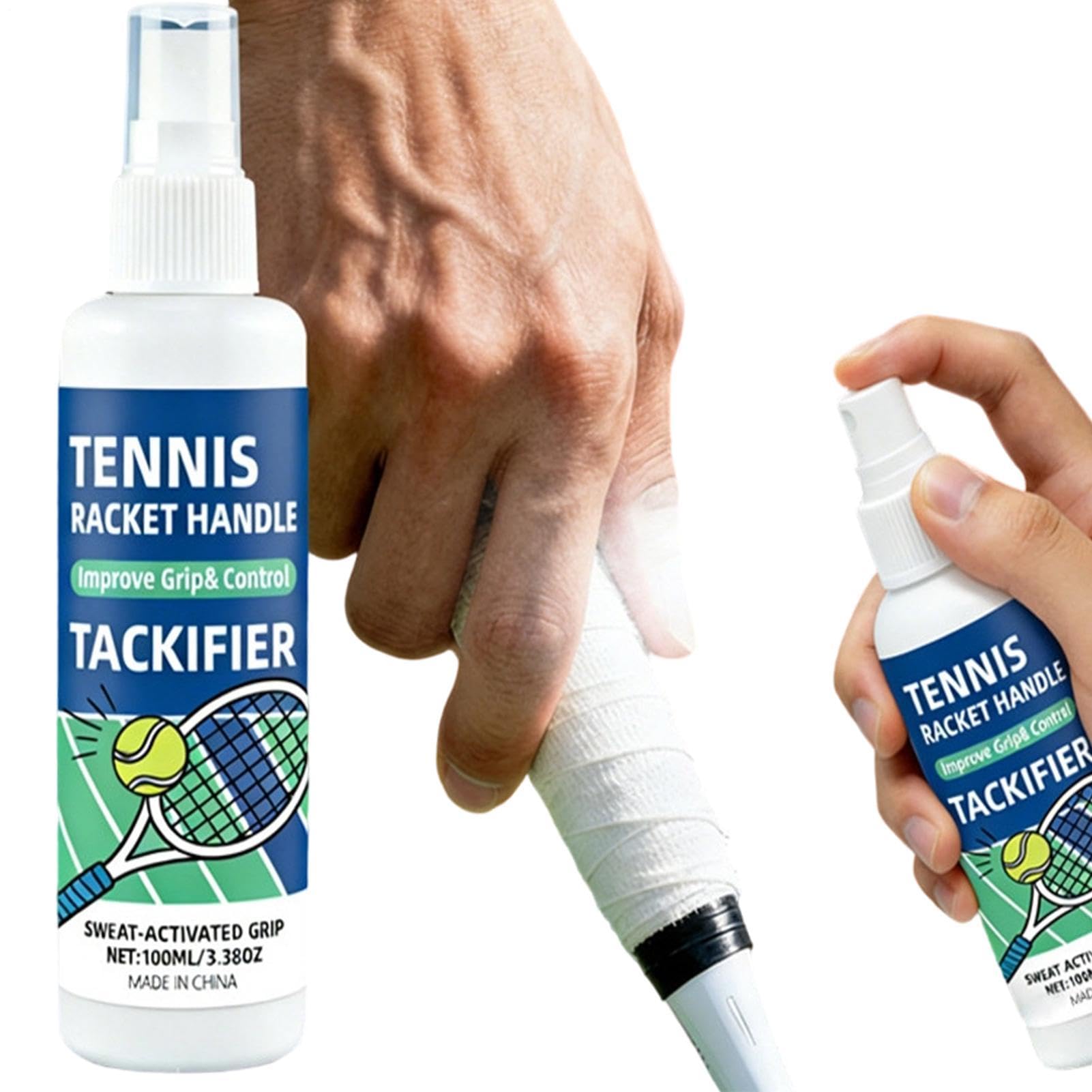 100ml Quick Drying Traction Enhancer, Racket Traction Spray, Non Slip Grip Liquid, Fast Drying Tackifying Fluid, Anti Sweat Palm Conditioner, Tennis Racket Grip Spray for Baseball and Badminton