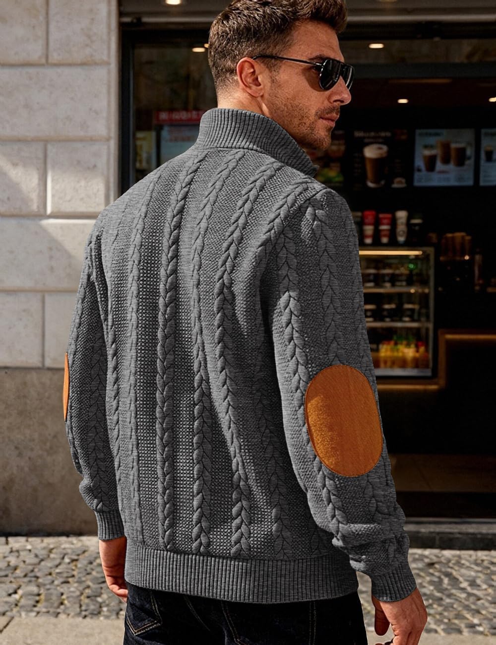 Mens Sweater Knitted Quarter Button Long Sleeve Casual Sweatshirts Quilted Stand Collar Pullover Cable Sweaters - Image 5