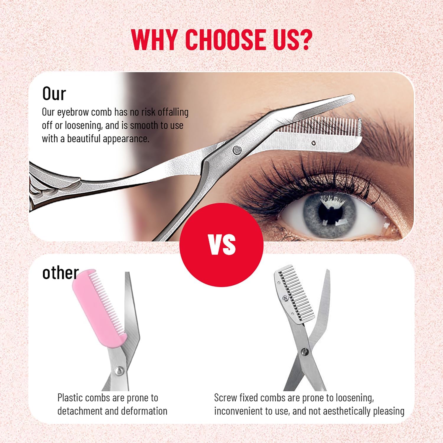 Eyebrow Trimmer Scissors with Comb For Men Women | 2 in 1 eyebrow scissors with built in comb for smooth and easy brow trimming,eyebrows trimming facial hair beard mustache