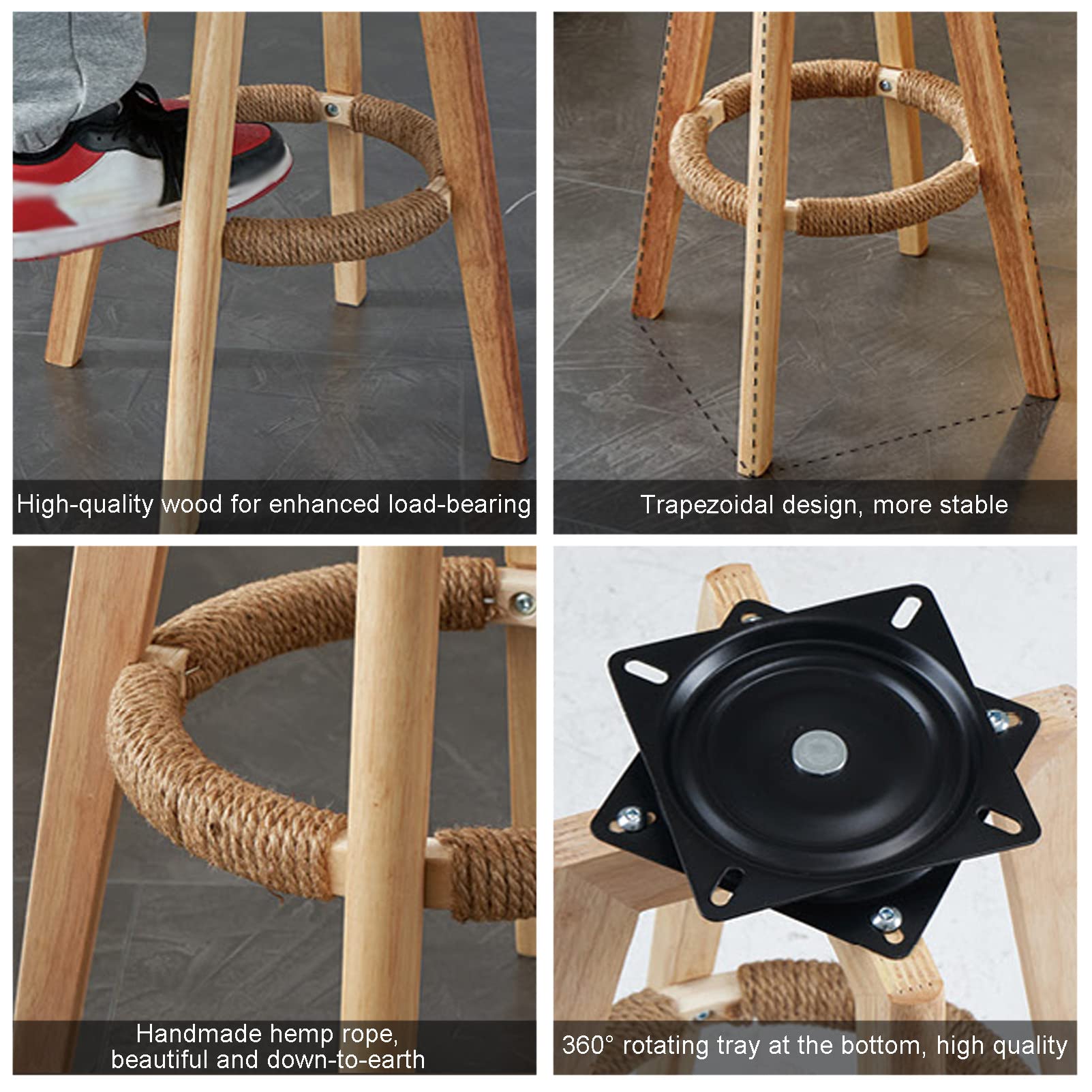 BK&MF 2er-Set Barhocker Mit Rückenlehne - Höhenverstellbare Drehhocker In Beige, PU-Leder