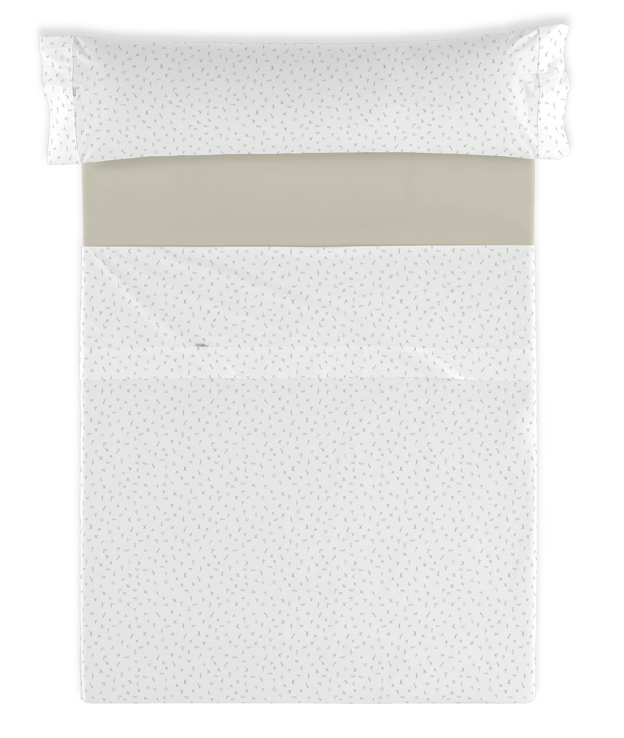 Juego de sábanas Iber color piedra. Cama de 180 cm. 4 piezas