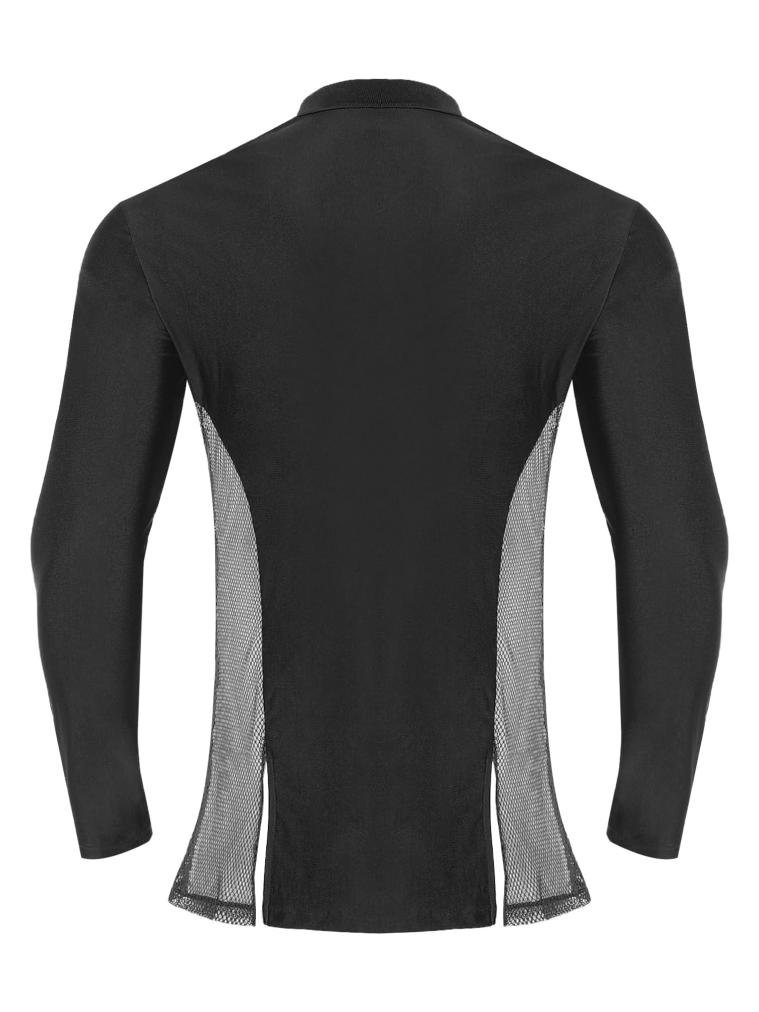 ranrann Homme Haut Danse Latine Manches Longues Strass Scintillants en Maille Top Danse Salsa Rumba Samba Chemise Jazz Moderne
