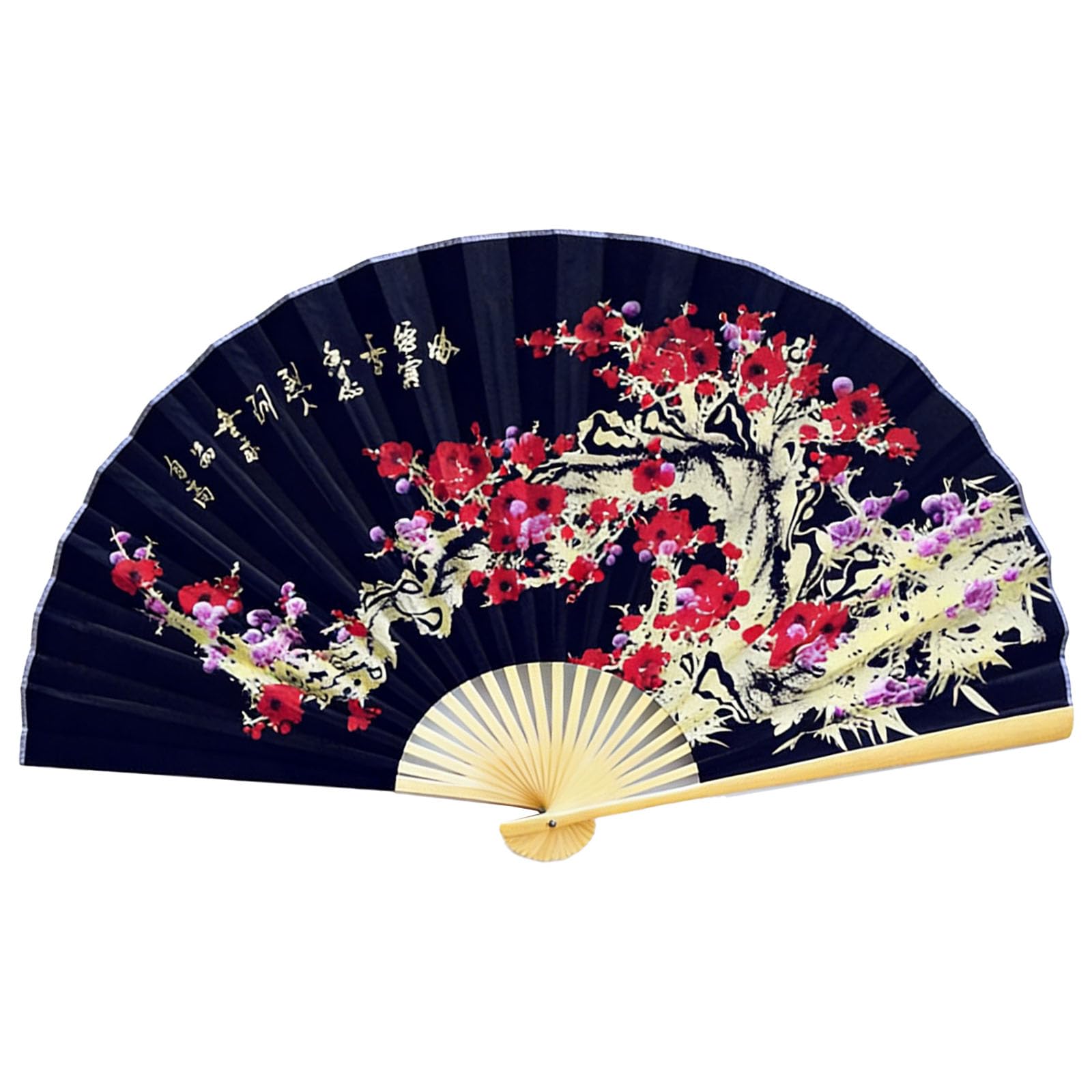 CAZSTYK Elegant Traditional Chinese Large Size Decorative Fan Silk Fabric Frame Wall Art Fan for Interior Decors Gift Cultural Gift