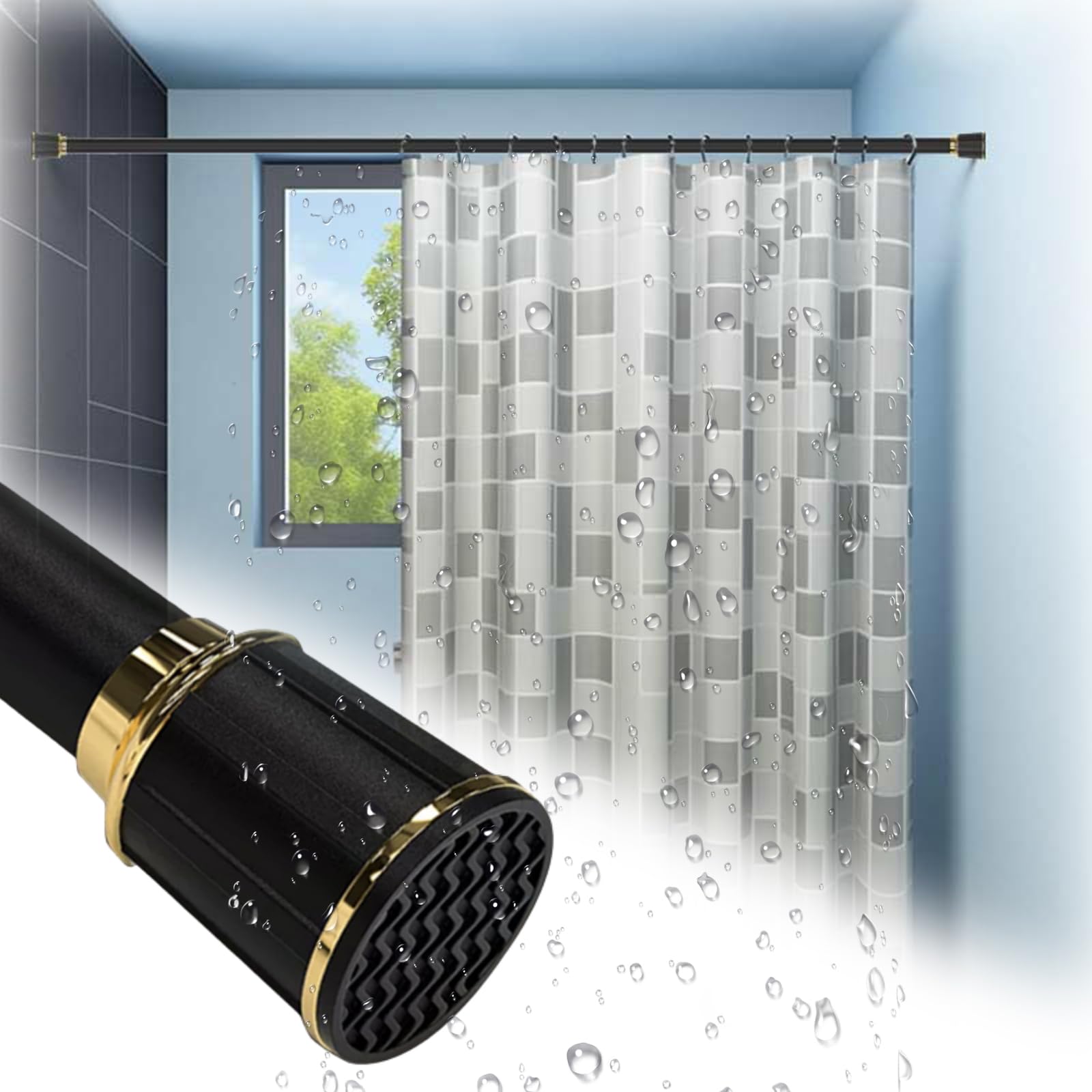 Barre de douche 32 mm anti-rouille et extensible sans percer
