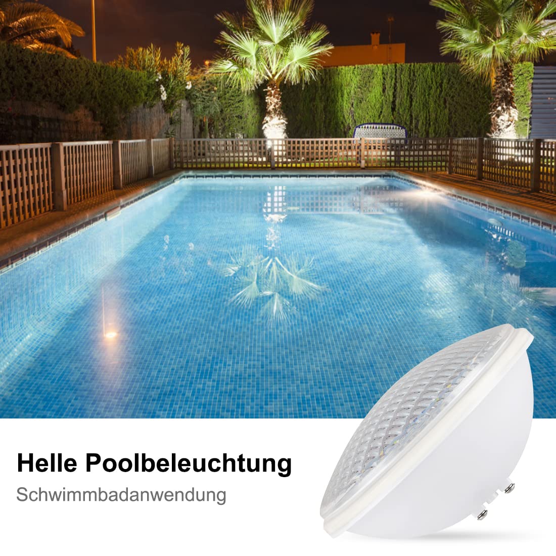 Lámpara LED para piscina, PAR56 luces para piscina, IP68 lámpara de piscina impermeable, 40W luz blanca fría subacuática, reflector de piscina de 12V AC/DC para paisaje, jardín, fuente