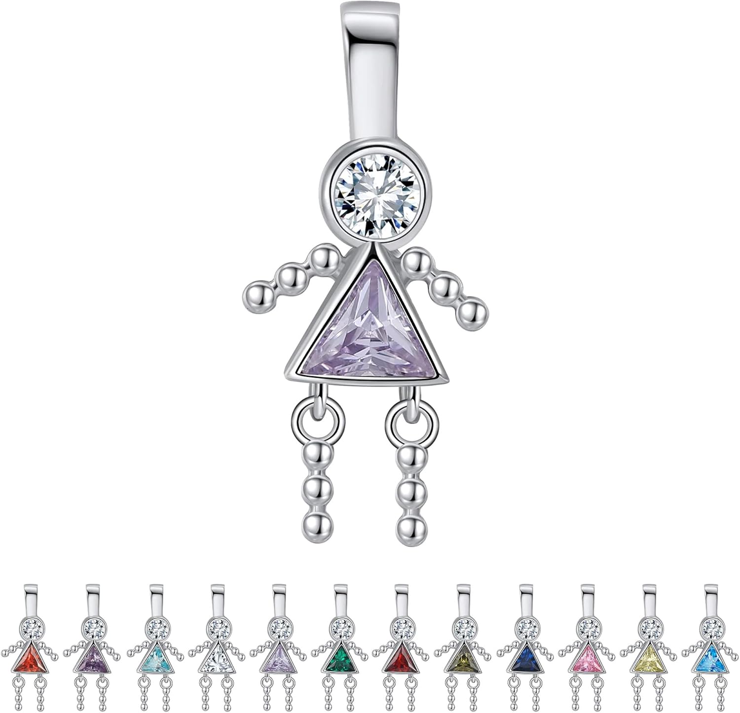 Baby Birthstone Pendant by Ginger Lyne | Girl or Boy Kid Birth Month Jewelry, Simulated Gemstones 925 Sterling Silver Charm for Necklace for Mom or Grandma