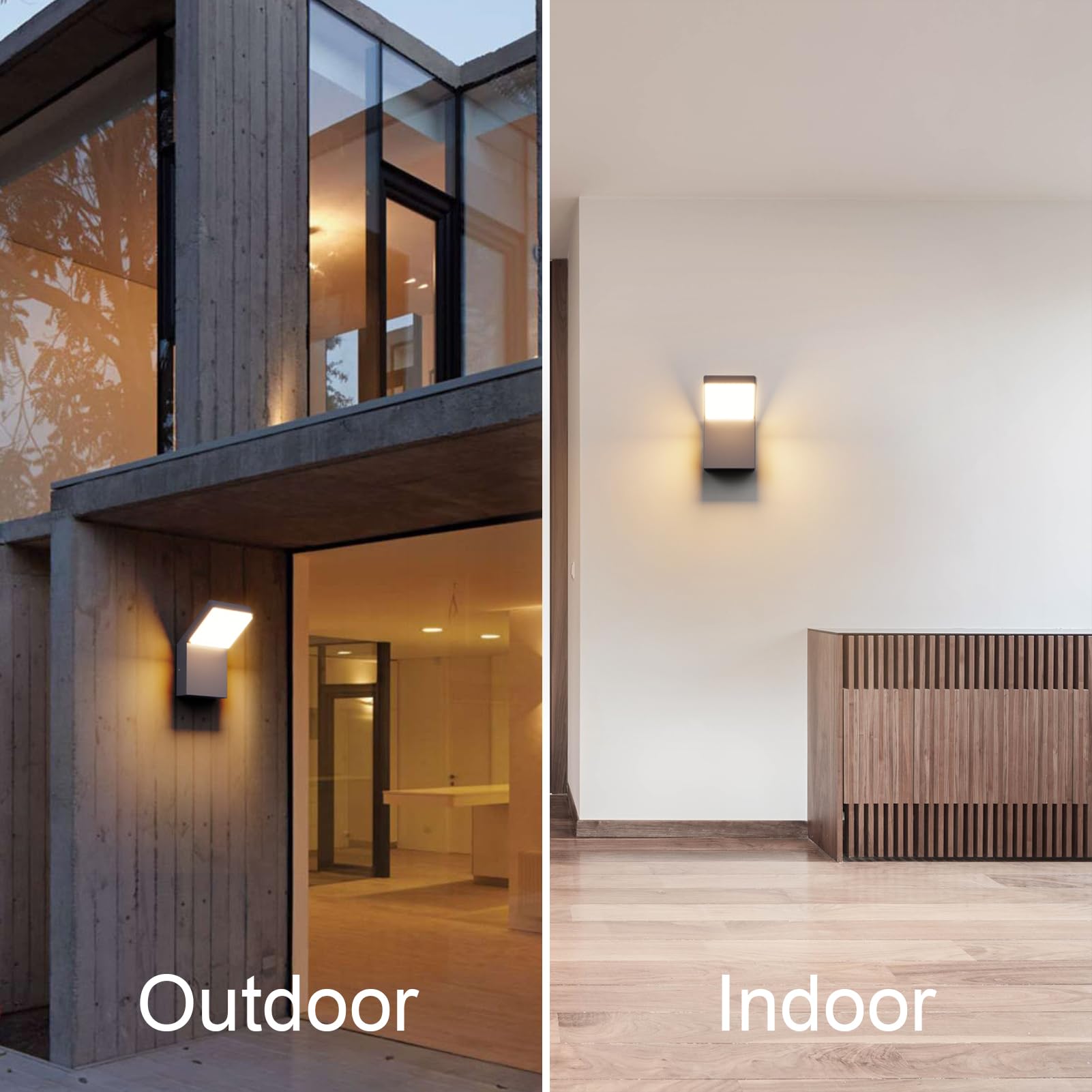 Klighten 24W LED Apliques Pared Exterior Interior, IP65 Impermeable Apliques Exterior, Luz de pared Moderno para Jardines Pasillo Terraza, 1500 Lumen, Blanco Cálido 3000K, Antracita