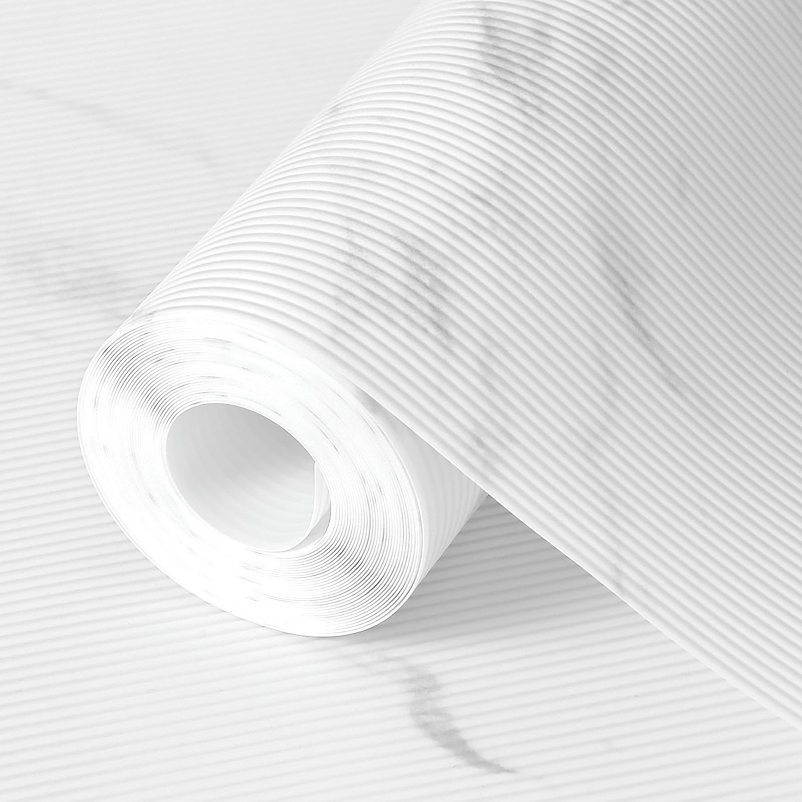 Hersvin Shelf Liners 24 in x 20 ft EVA Drawer Mats, Non-Adhesive Cupboard Protector, Kitchen Cabinet Lining Fridge Liner (White Marble Stripe,