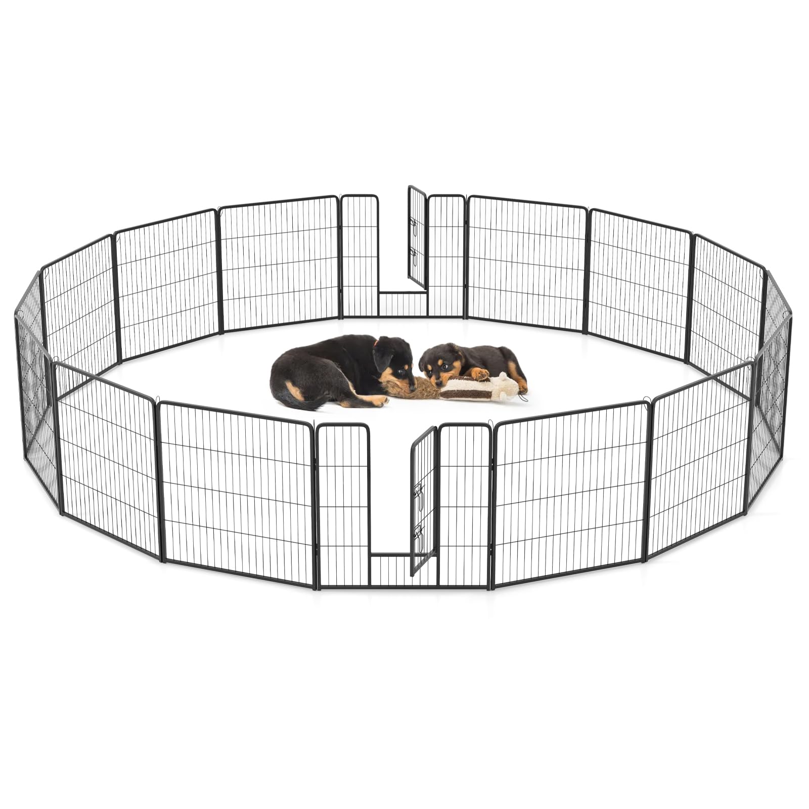 COSTWAY 16 Panel Dog Playpen, 80cm High Pet Exercise Fence with Lockable Door, Indoor Outdoor Dogs Pen for Puppies, Cats, Rabbits, Small Animals