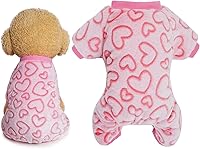 Dxhycc Cute Heart Fleece Dog Pajamas Jumpsuit - Warm Flannel Puppy Onesie for Small Medium Dogs Cats Pink S/M/L