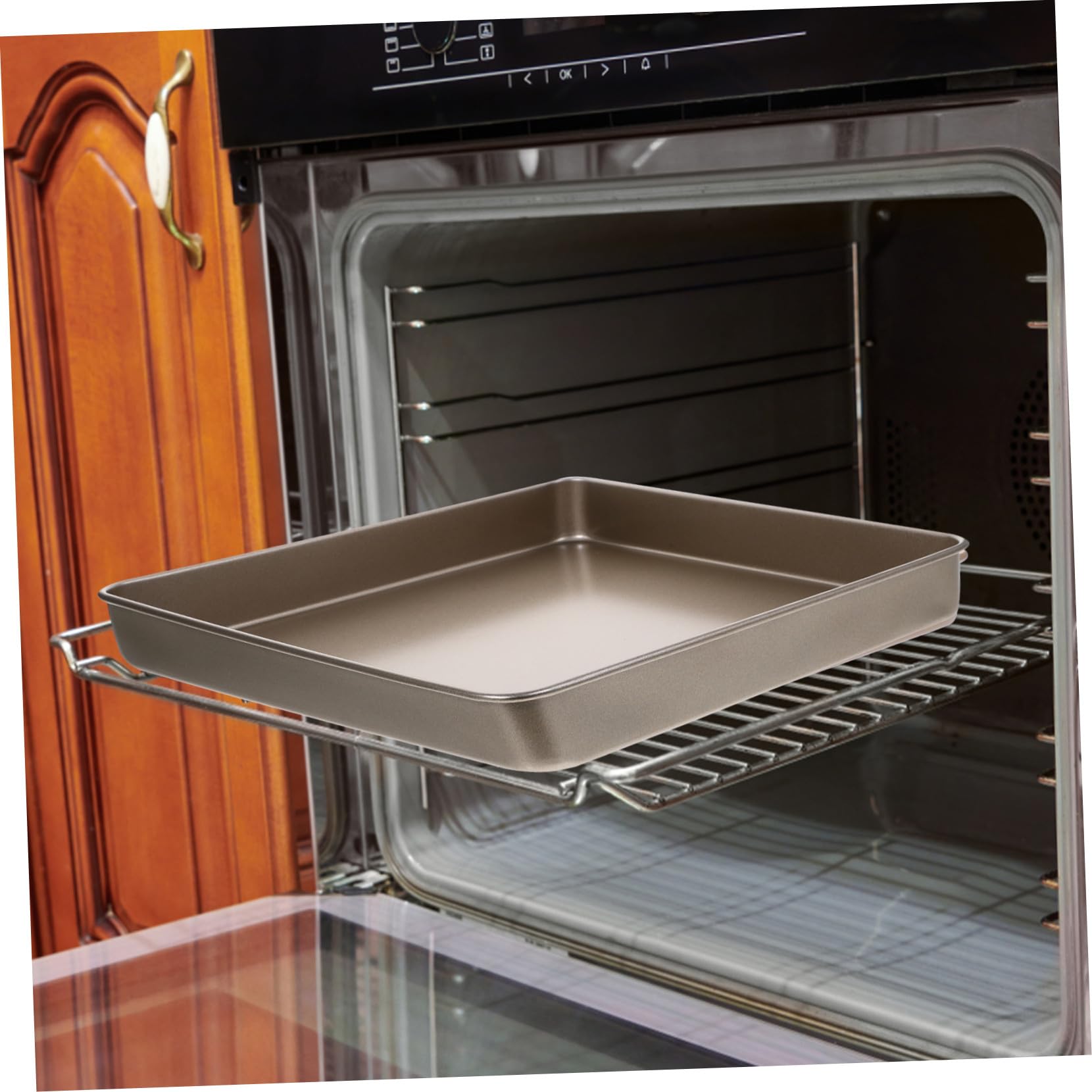 Toyvian Plaque de Cuisson Carrée 28cm Antiadhésive en Acier au Carbone, Facile à Nettoyer, pour Pain et Gâteau Maison Cuisine Professionnelle
