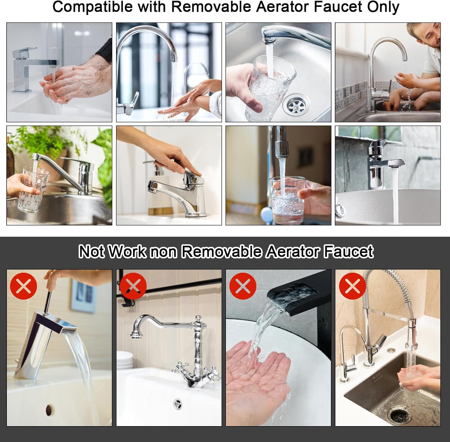 Faucet Adapter with Aerator,Faucet To Garden Hose Adapter,Brass Adapter Kit With Aerator,Sink Faucet To Garden Hose For Bathroom and Kitchen,3/4" Ght Thread Chrome