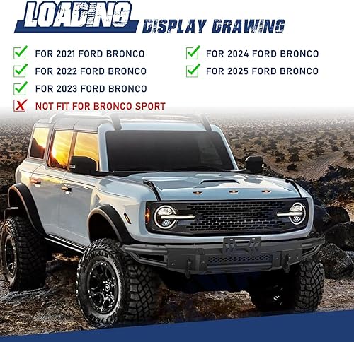Miniatura 2 de Bronco Parachoques modular delantero para Ford Bronco 2021 2022 2023 2024 24 puertas (excluye Bronco Sport &amp; Raptor), parachoques todoterreno con
