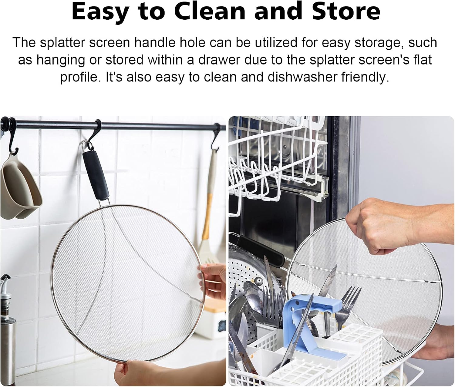 Nonley Splatter Screen for Frying Pan - 9.8"" 11.4"" 13"" Grease Splatter Guard Hot Oil Splatter Guard, Stainless Steel Fine Mesh Splash Guard with Resting Feet for Cooking to Prevent Oil Splatter