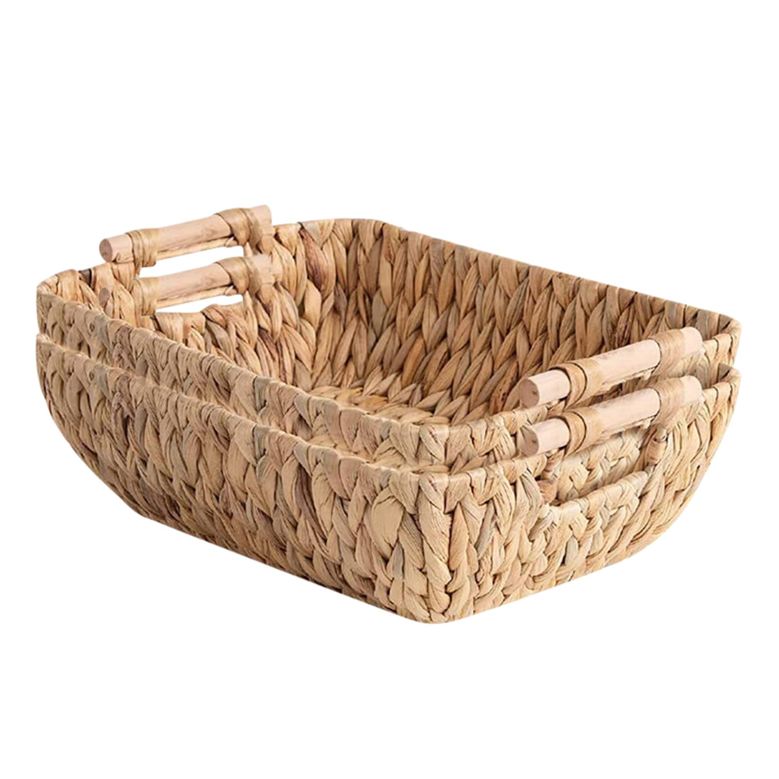 Buxuaaaa 2 Pack Simple Woven Rattan Baskets Offices Desk Organizers for Storing Stationery Cosmetics and Small Household Items Storage Baskets