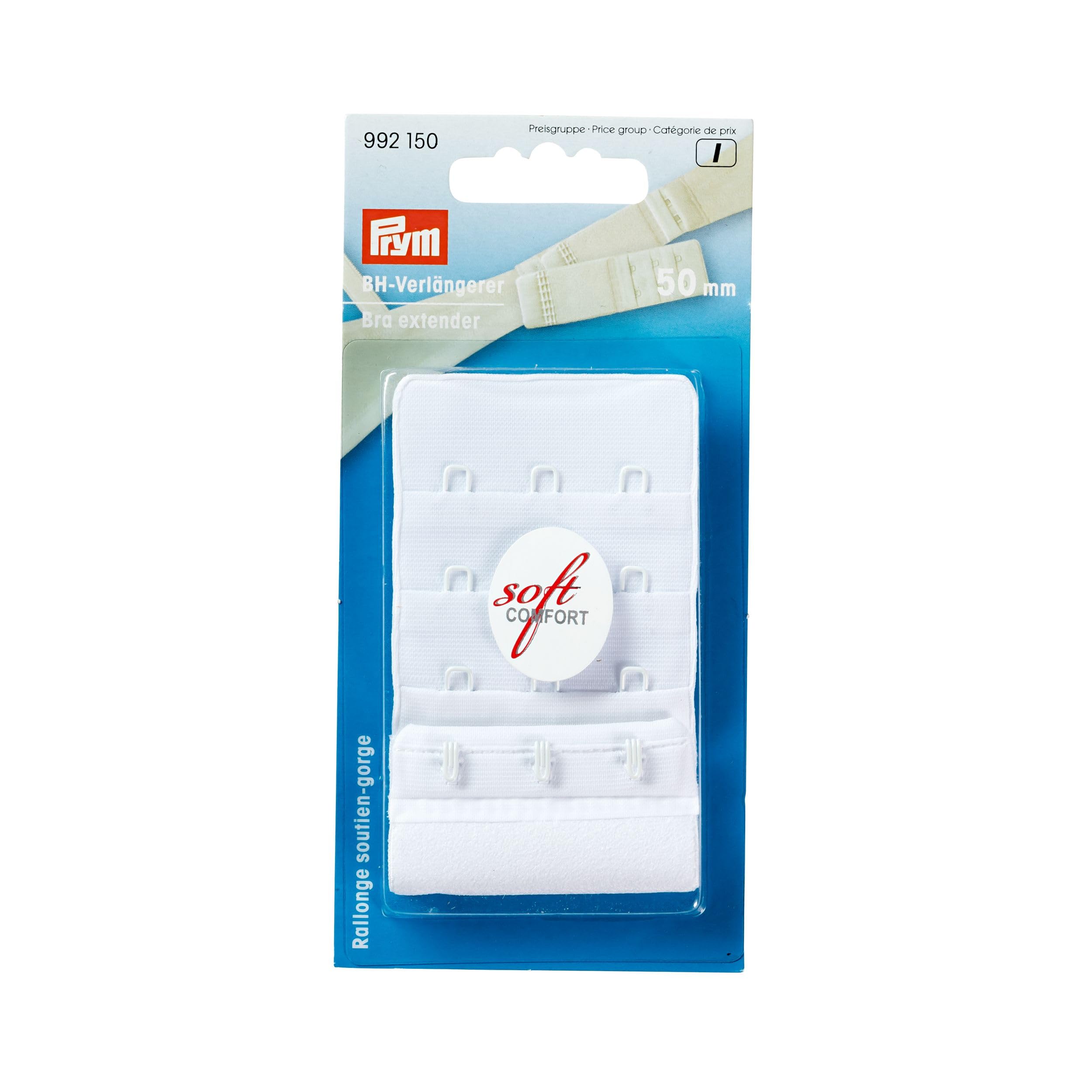 Prym Bra extender with hook SUPPORTS FOR - white, 50mm 3 x 3 hooks, white, 1 piece