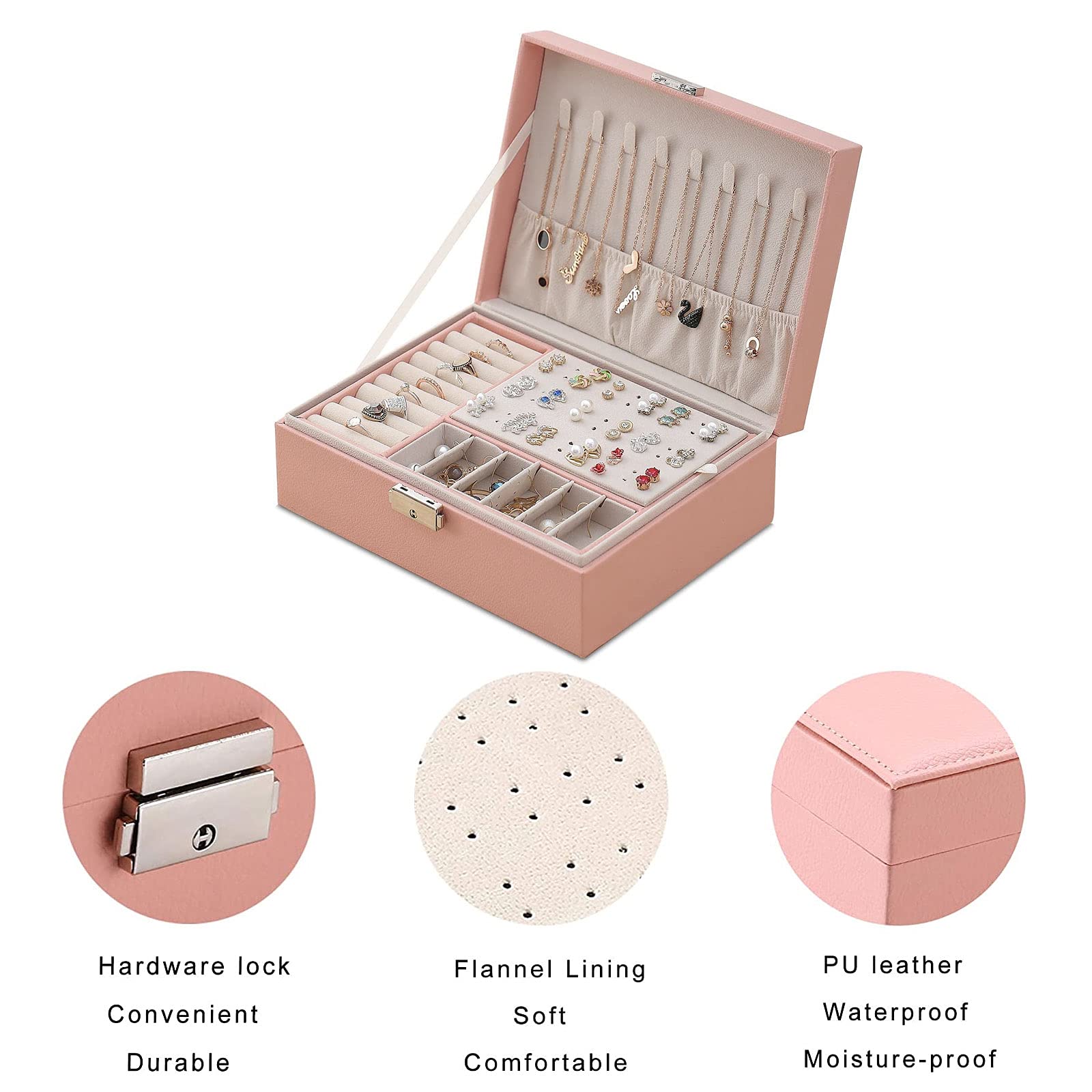 Scatolina Portagioie Mini - Organizzatore Viaggio Per Anelli E Orecchini, Rosa, 6.5x3.9x4.7 Cm - Foto 10