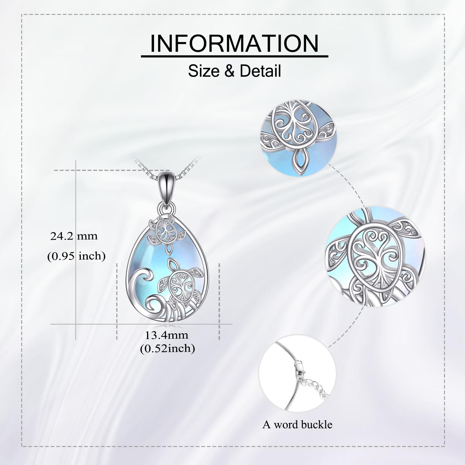 URONE 925 Sterling Silber Mondstein Tropfen Anhänger Kette Schmuck Geschenke für Damen