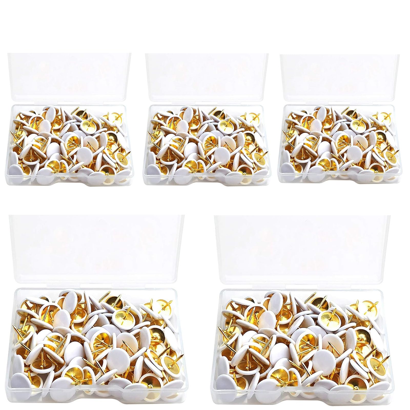 Dolaso 500 Pcs White Drawing Pins Round Head Thumbtacks, Metal Push Pins With Storage Box For Pinboard, Bulletin Board, Office, Home