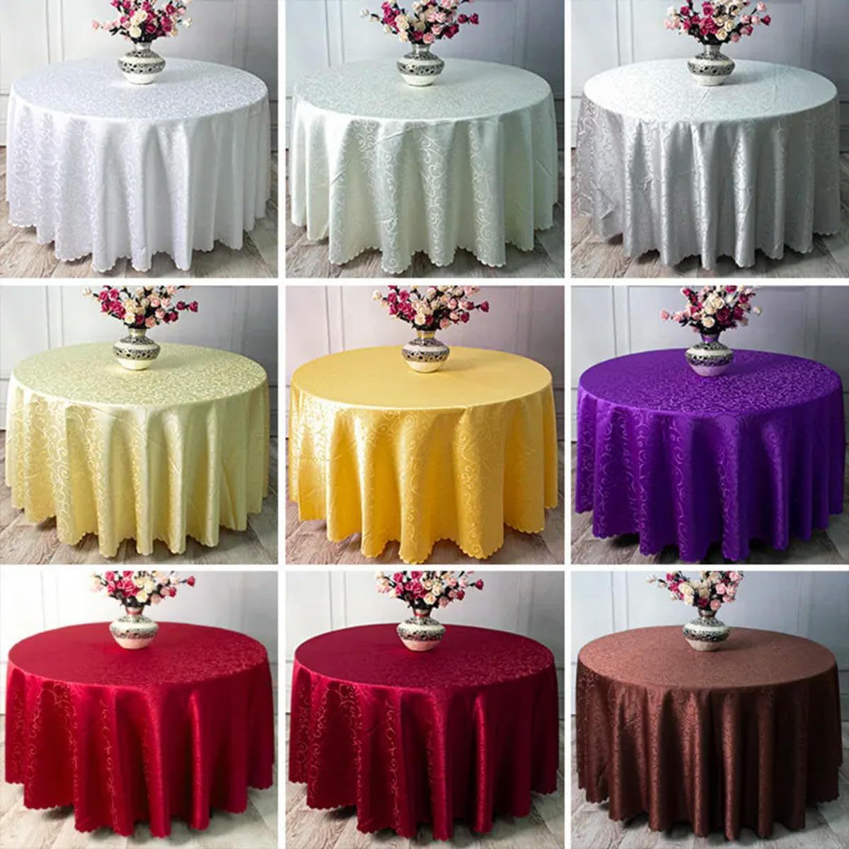 Tovaglia da pranzo rotonda rossa per hotel, quadrata, dorata, floreale, per tavolo da matrimonio, gonna, copertura, decorazione, per feste, ristorante, tovaglia-blu reale-diametro 240 cm