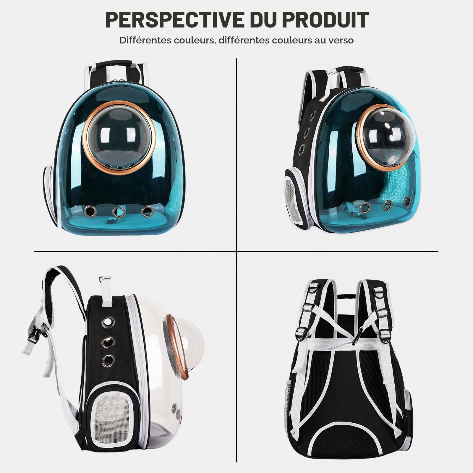 PETCUTE Sac à Dos pour Chat à Capsule Spatiale Ventilée, Sac à Dos pour Animaux de Compagnie avec Harnais Intérieur,Sac de Transport pour Petits Chiens,Convient pour Les Voyages,Bleu