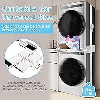 Vista 5 de Kit de apilamiento para lavadora y secadora Kiss Core, kit universal de apilamiento para lavadora y secadora con placa deslizante extraíble, kit