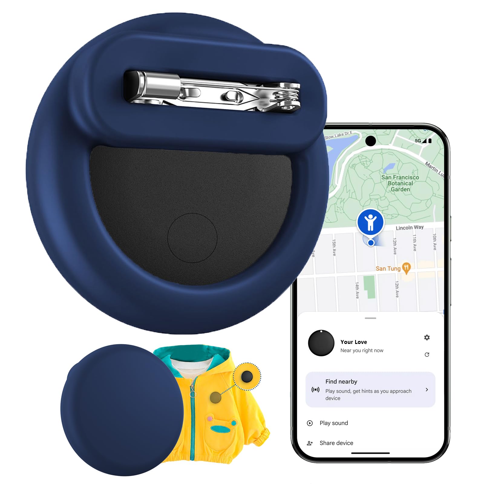Smart Tags Tracker for Kids, Android Hidden Tracker for Children, GPS Locator with Safety Pins Holder, Bluetooth Item Finders, Anti-Lost for Kid, Baby, Elderly, Luggage, Shoe, Clothes, Backpack
