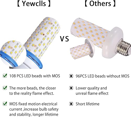 Miniatura 4 de Yewclls Bombilla LED con efecto de llama, 4 modos, base E26, con sensor de gravedad (azul, 2 unidades)