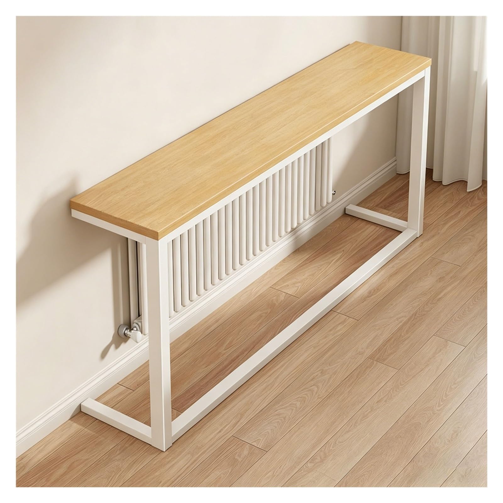 Mesa de estante resistente para radiador, 80 cm de ancho, multifuncional, para decoración de sala de estar y dormitorio (amarillo), perfecto para ahorrar espacio en el calentador
