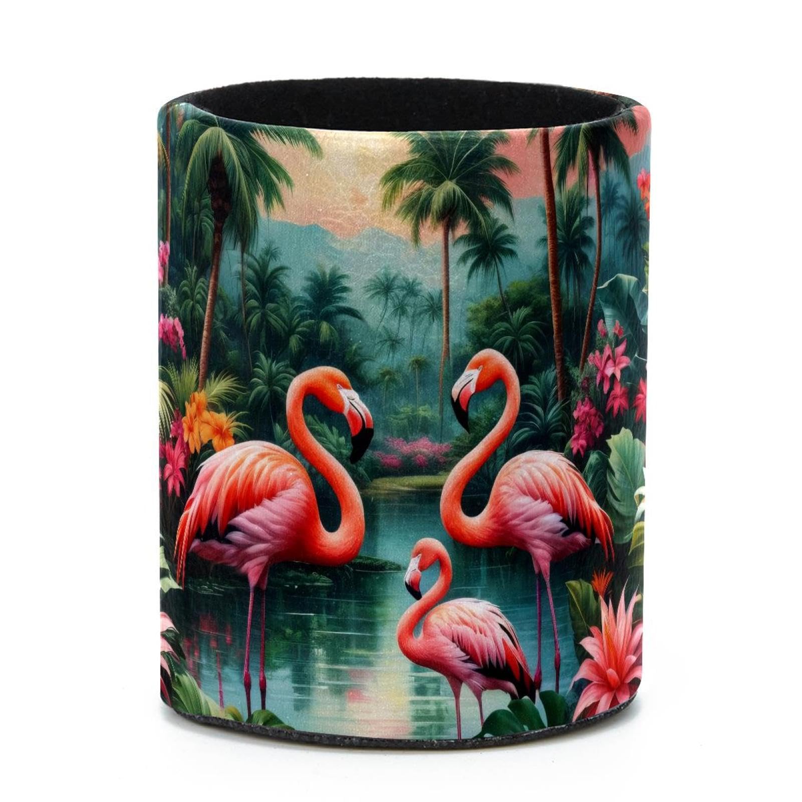 VAPOKF Round Pencil Holders for Desk, Flamingo Pen Holders Pen Pot Makeup Brushes Storage Desktop Stationery Supplies Organiser for Home Office
