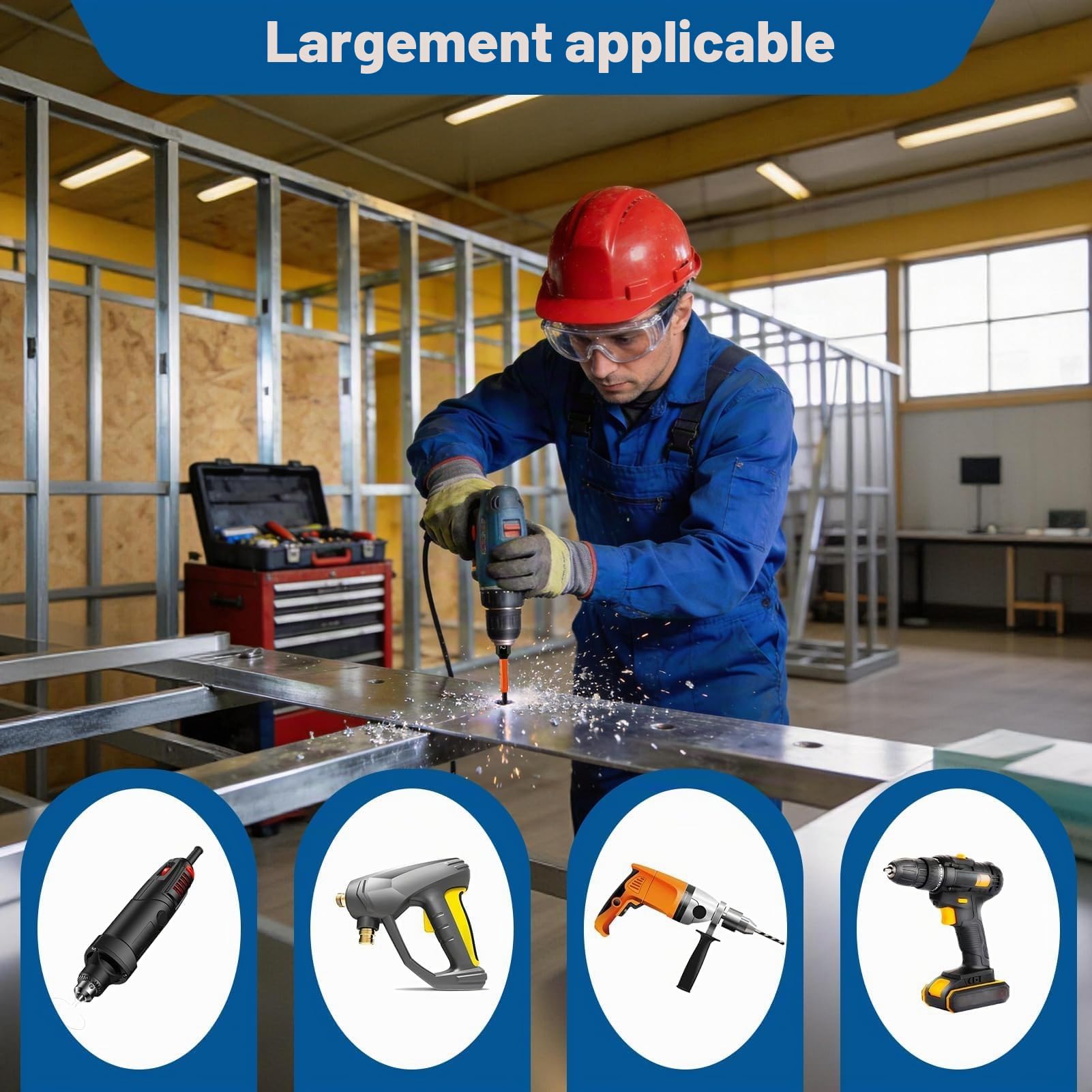 Embout Visseuse Hexagonale Longueur 50mm, Jeu de 9 Embout Allen Magnétiques H1.5-H10 1/4" en Acier S2 Hex Tige Tournevis Allen à Aimanté Choc pour Visseuse Électrique Perceuse Sans Fil et Tournevis