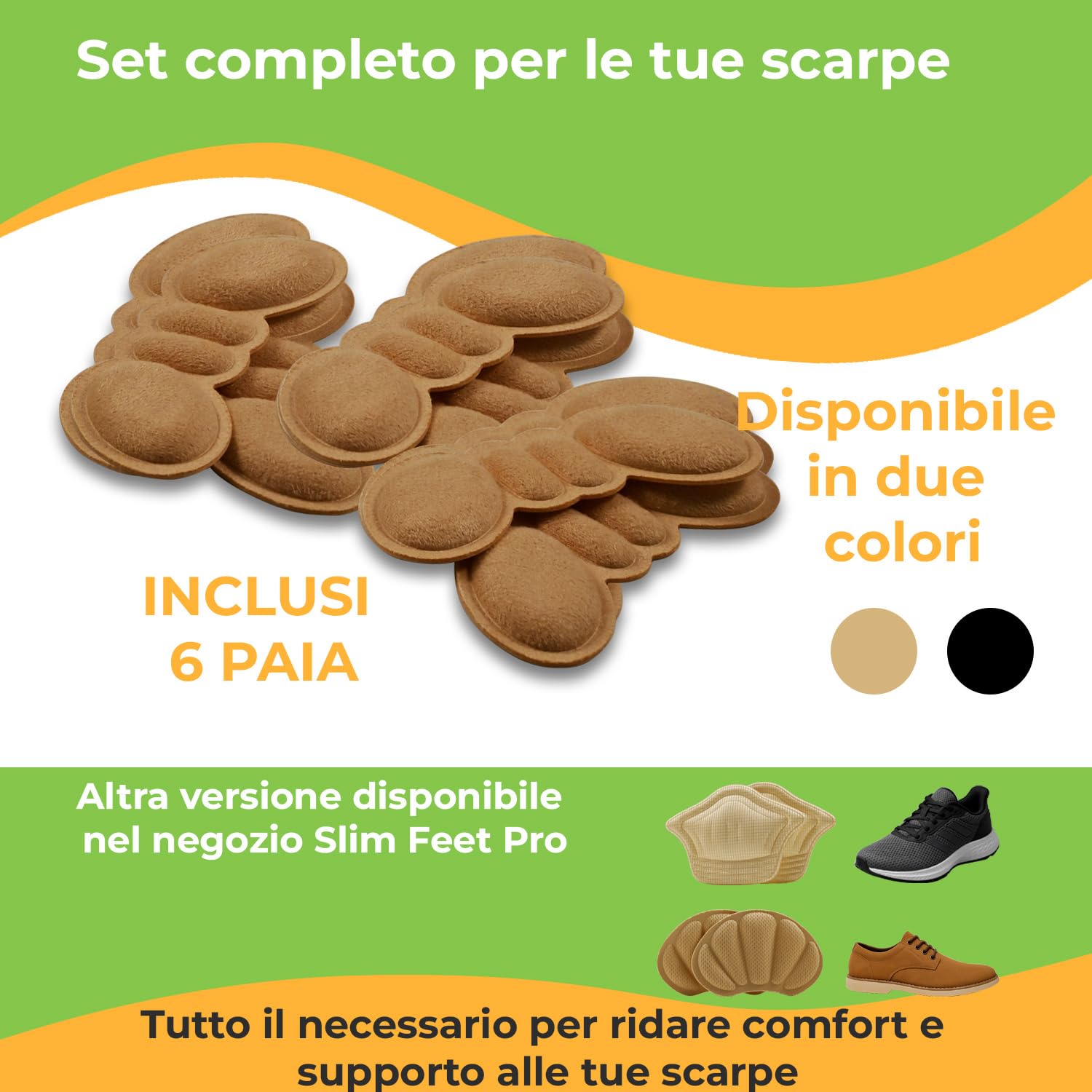 Cuscinetti Tallone Tipo Farfalla Beige – 6 Paia | Schiuma Memory Premium, Anti-Sfregamento e Antiscivolo | Riutilizzabili e Lavabili per Scarpe Uomo Donna | Comfort Quotidiano