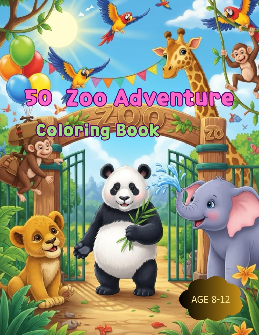 50 Zoo Adventure Coloring Book: “A Wild Journey Through 50 Amazing Animals”