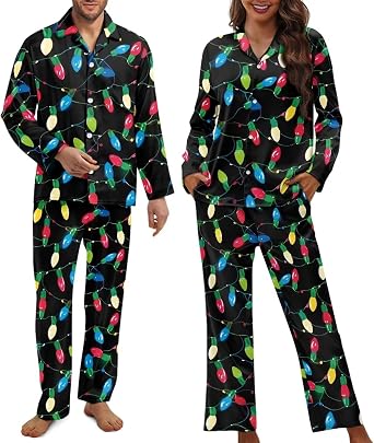 Couples Matching Pajamas Long Sleeve Holidays Sleepwear Soft Loungewear