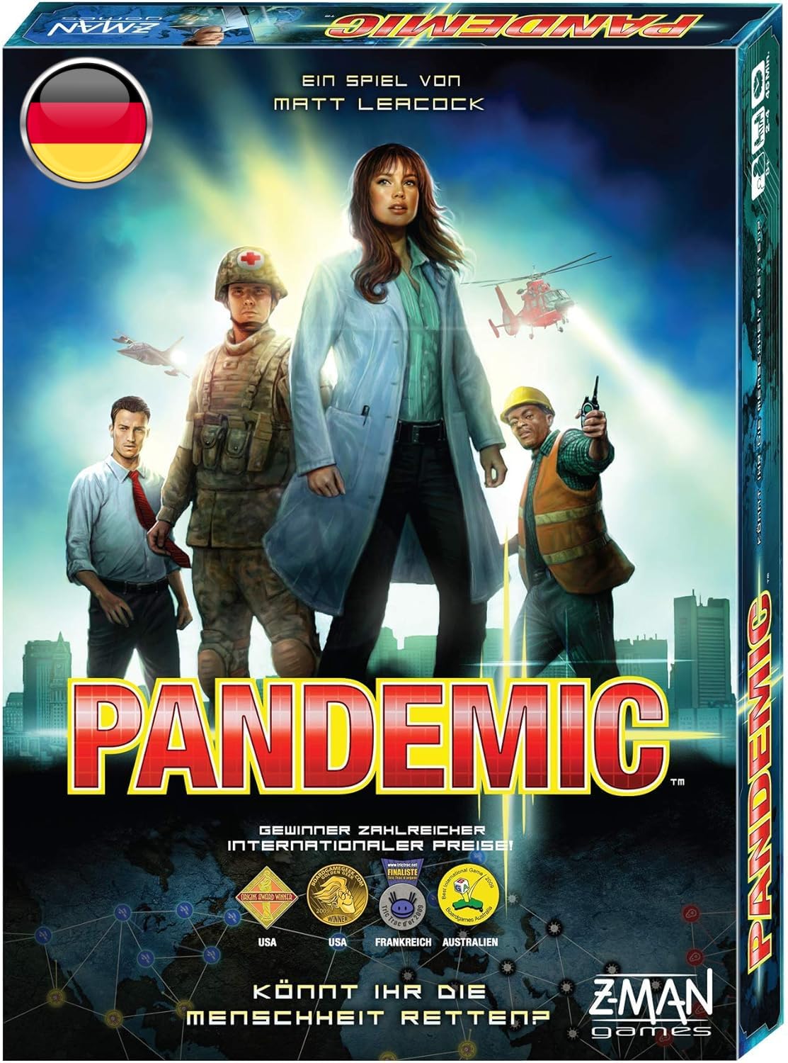 ZMan, UNbox Now, Pandemic, Grundspiel, Kennerspiel, Nominiert zum Spiel des Jahres 2009, 2-4 Spieler, Ab 8+ Jahren, 45+ Minuten, Deutsch 1. Grundspiel Pandemic