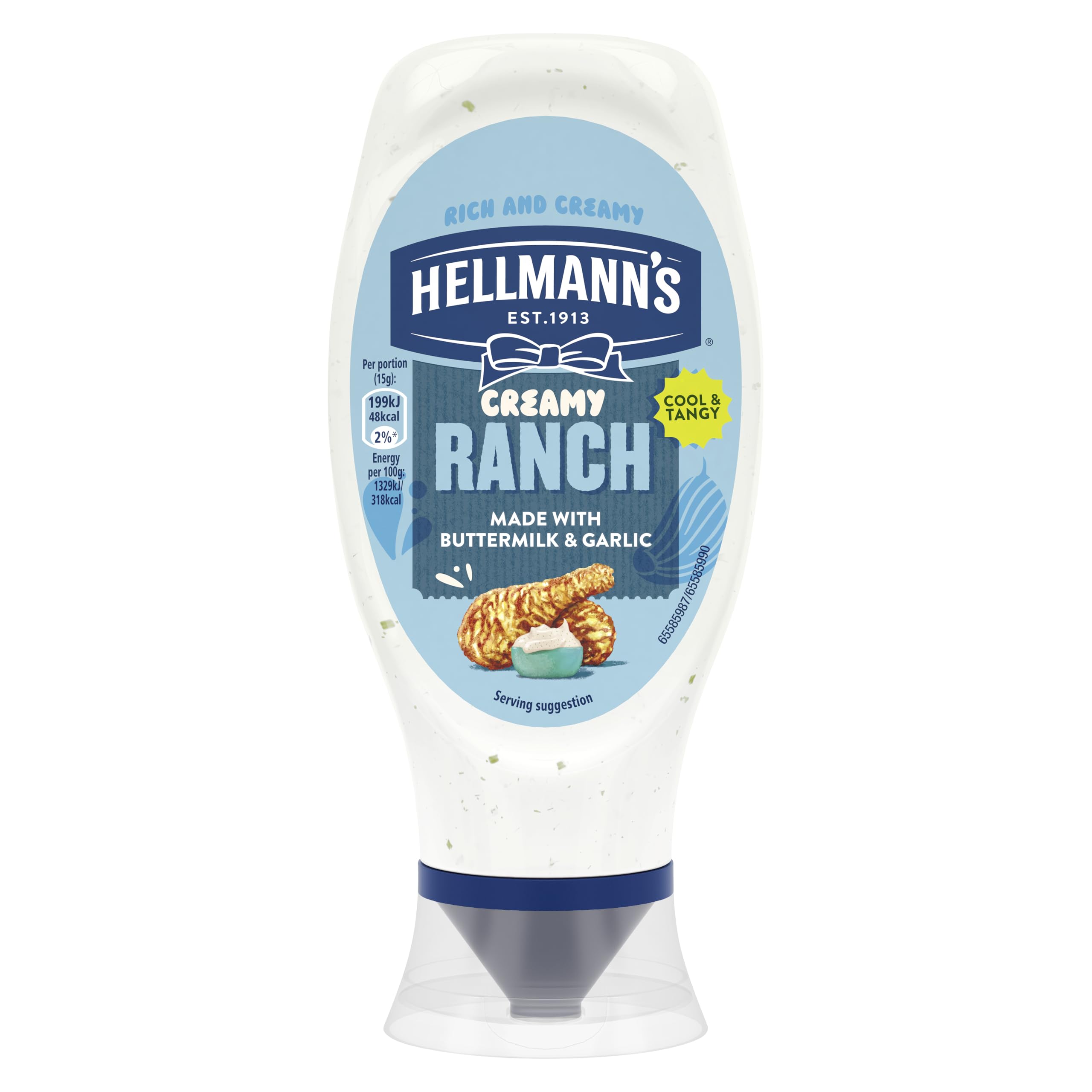Hellmann's Creamy Ranch Sauce made with Buttermilk & Garlic for a cool & tangy burst of flavour 430 ML