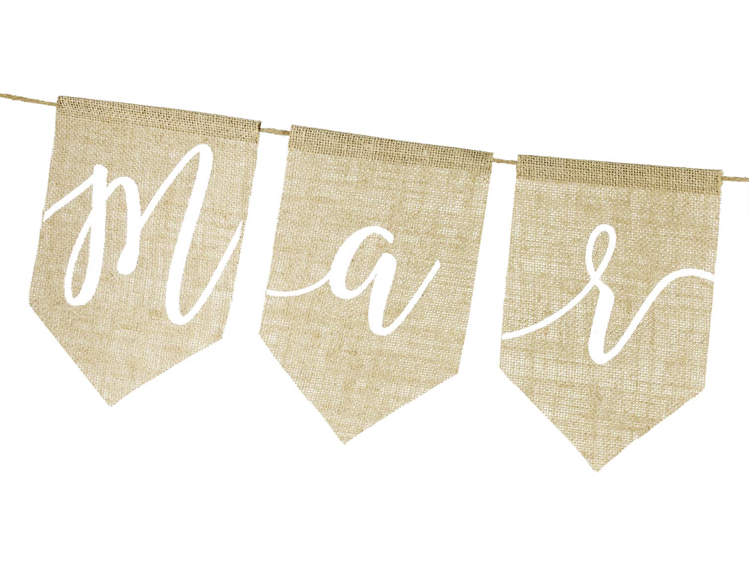 Natural Jute Banner, Garland Just Married, Rustic Wedding Backdrop Wall Decoration, 23x185cm, brown, white - Image 3