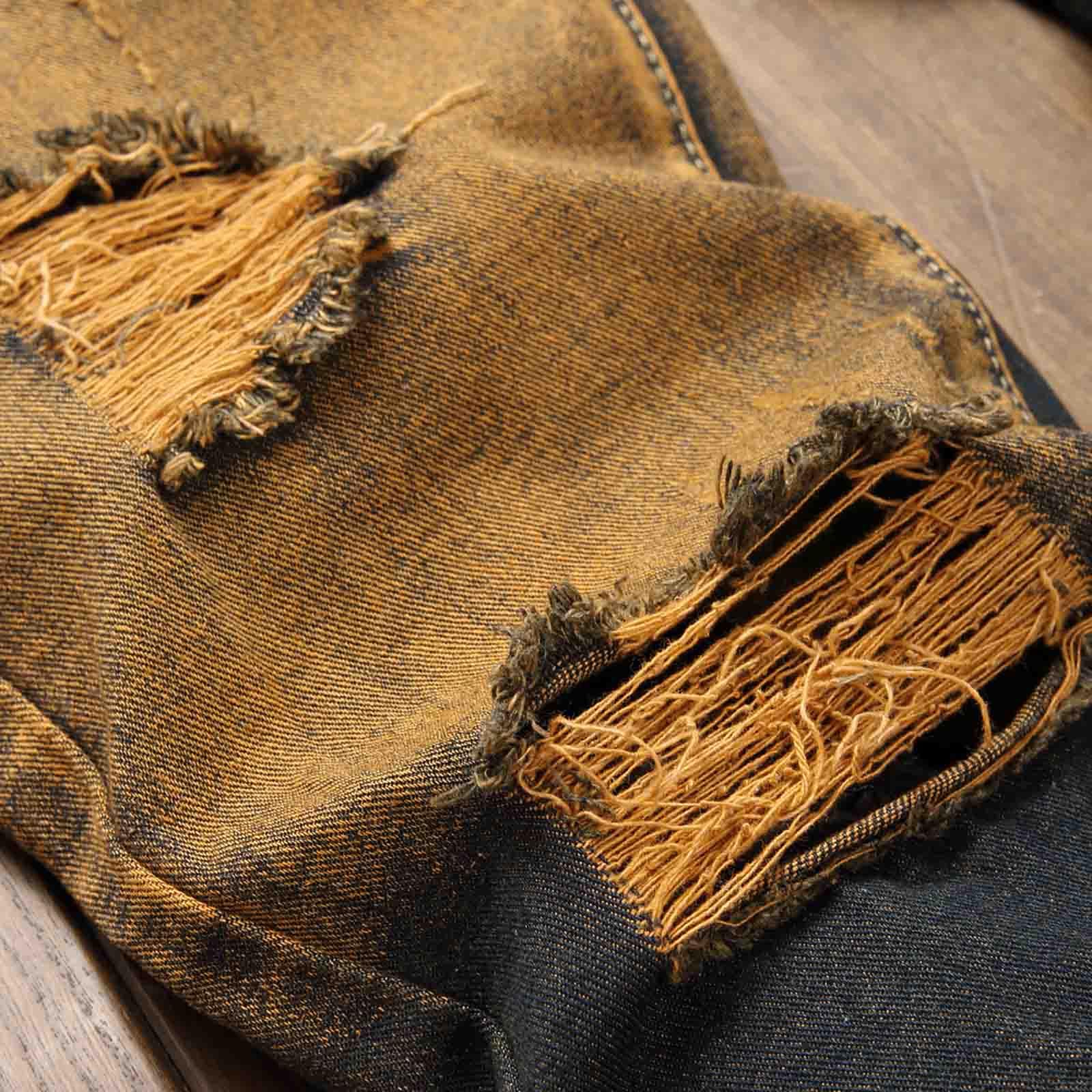 Pantaloni in denim da uomo, skinny, pantaloni cargo strappati, streetwear, traspiranti, per il tempo libero, leggeri, slim fit, outdoor, casual, da spiaggia, dritta, jeans