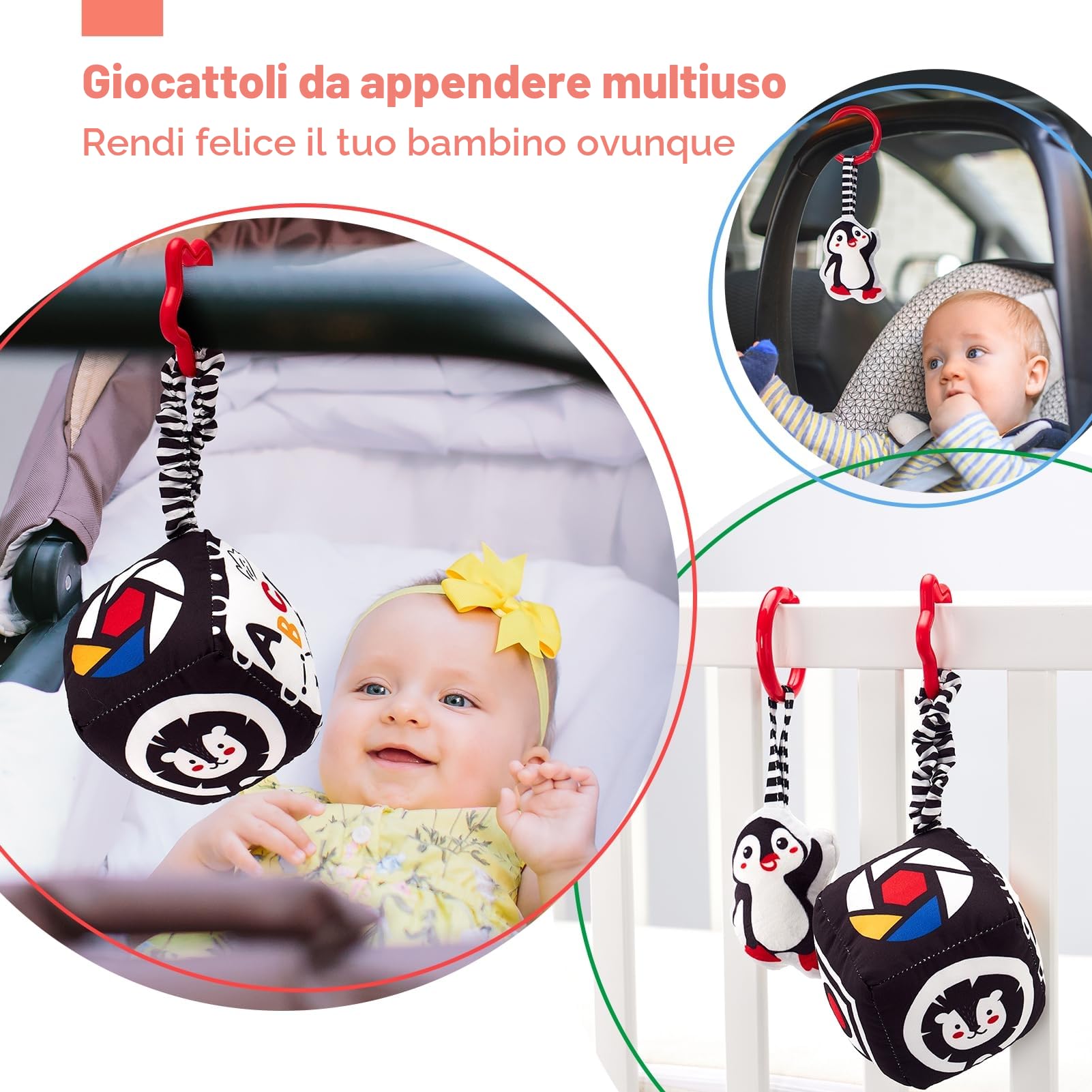 hahaland Giochi Neonato 0-3 Mesi 30 Pezzi - Giochi Bianco e Nero Neonati Sensoriale, Libro/Songlio/Specchio/Peluche Neonata Tummy Time, Regalo Nascita Bimbo per 0 3 6 12 Mesi