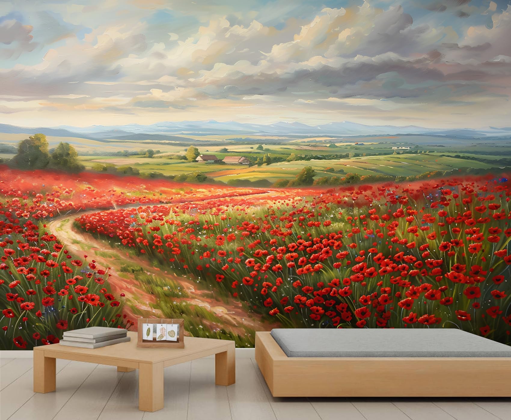 Papier peint coquelicot grand format 400x280 cm pour deco de salon et de bureau