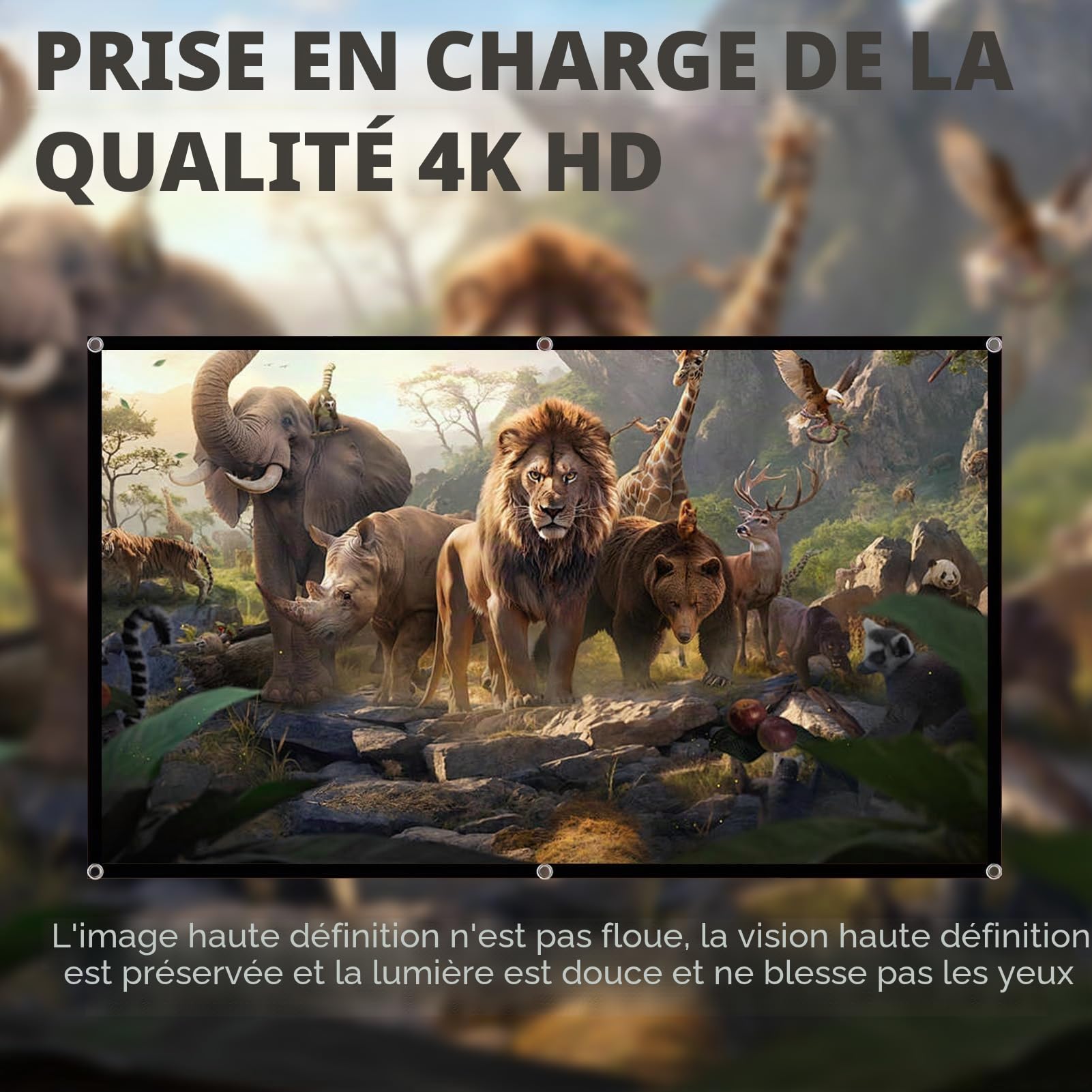 Écran de Projection 84 Pouces 16:9, Portable Pliable, 4K HD Écran Videoprojecteur Double Face Anti-Plis Toile de Videoprojecteur, Écran Projection pour Home Cinéma, Camping et Usage Extérieur