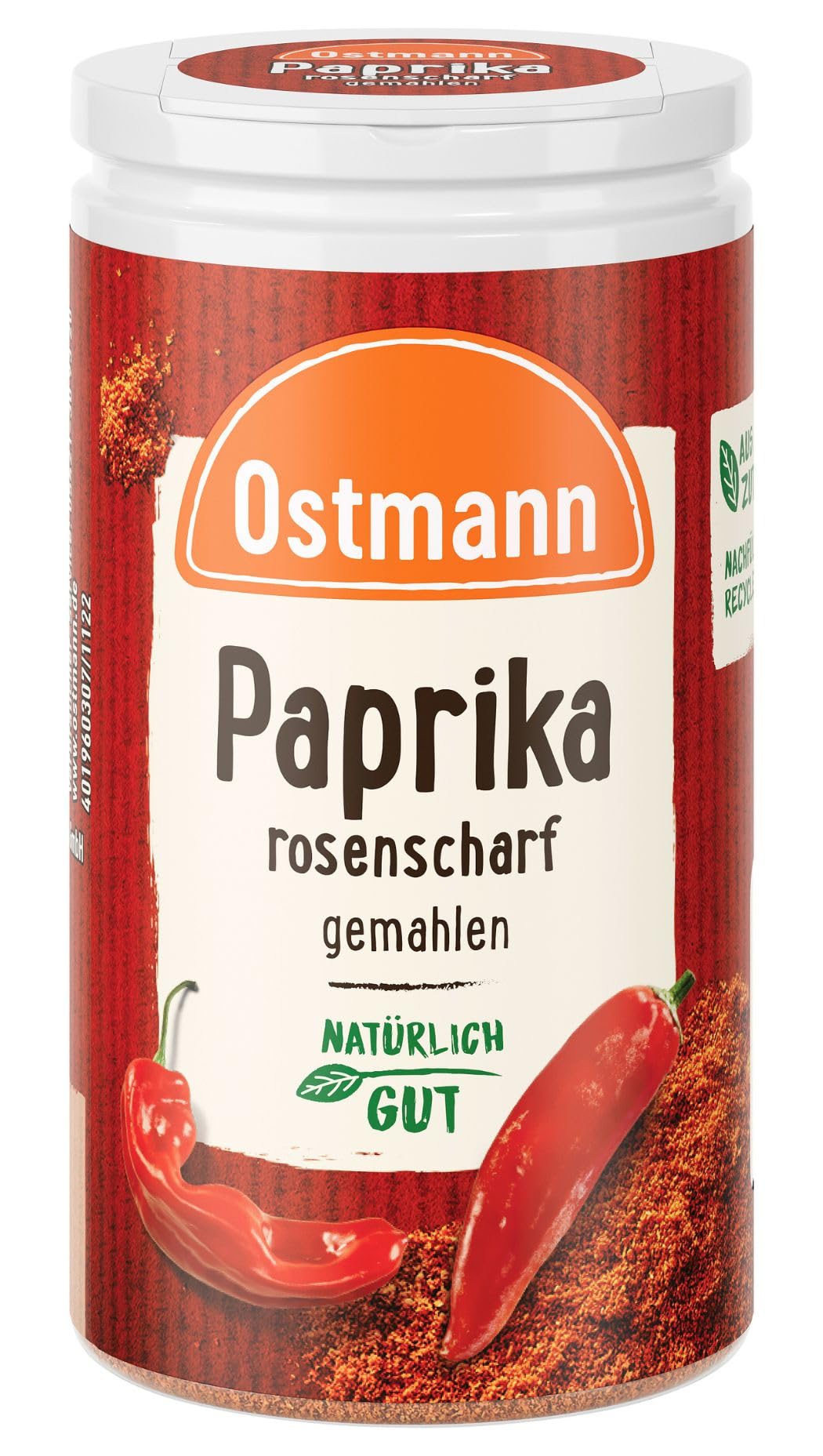 Ostmann Gewürze -Paprika rosenscharf | Schärfe für Gulasch, Suppen und Eintöpfe | 35 g in der Streudose