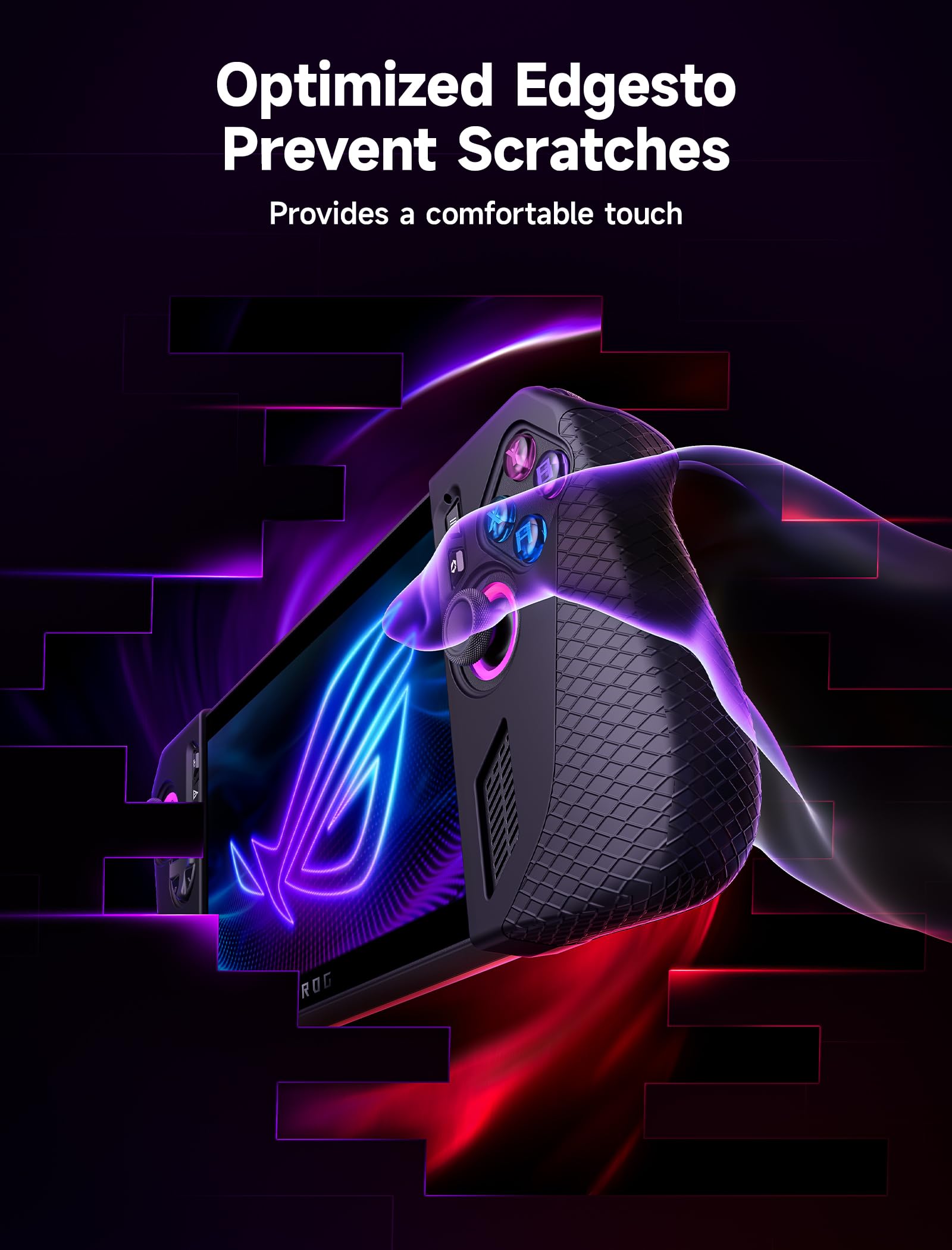 JSAUX Funda Protectora de Silicona Compatible con ROG Ally X, ROG Ally X Grip Skin, ASUS Rog Ally X Accesorios, Juego de Fundas de Silicona (una Izquierda y una Derecha)-PC0113 Negro