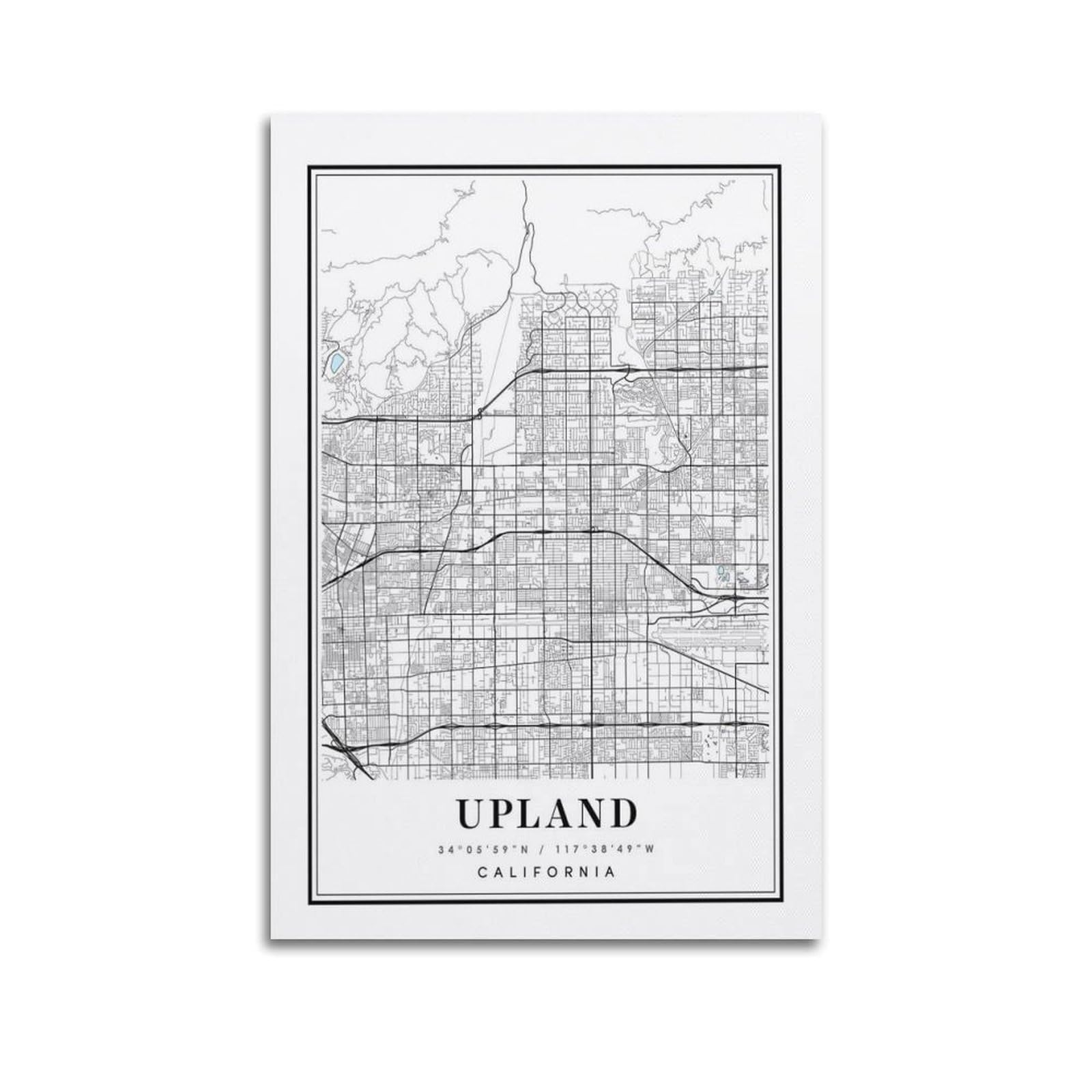 xiaoxiaoshen Upland California Map Canvas Poster Wall Art Prints Room Aesthetic Murals Bedroom And Living Decorations 24x36inch(60x90cm)