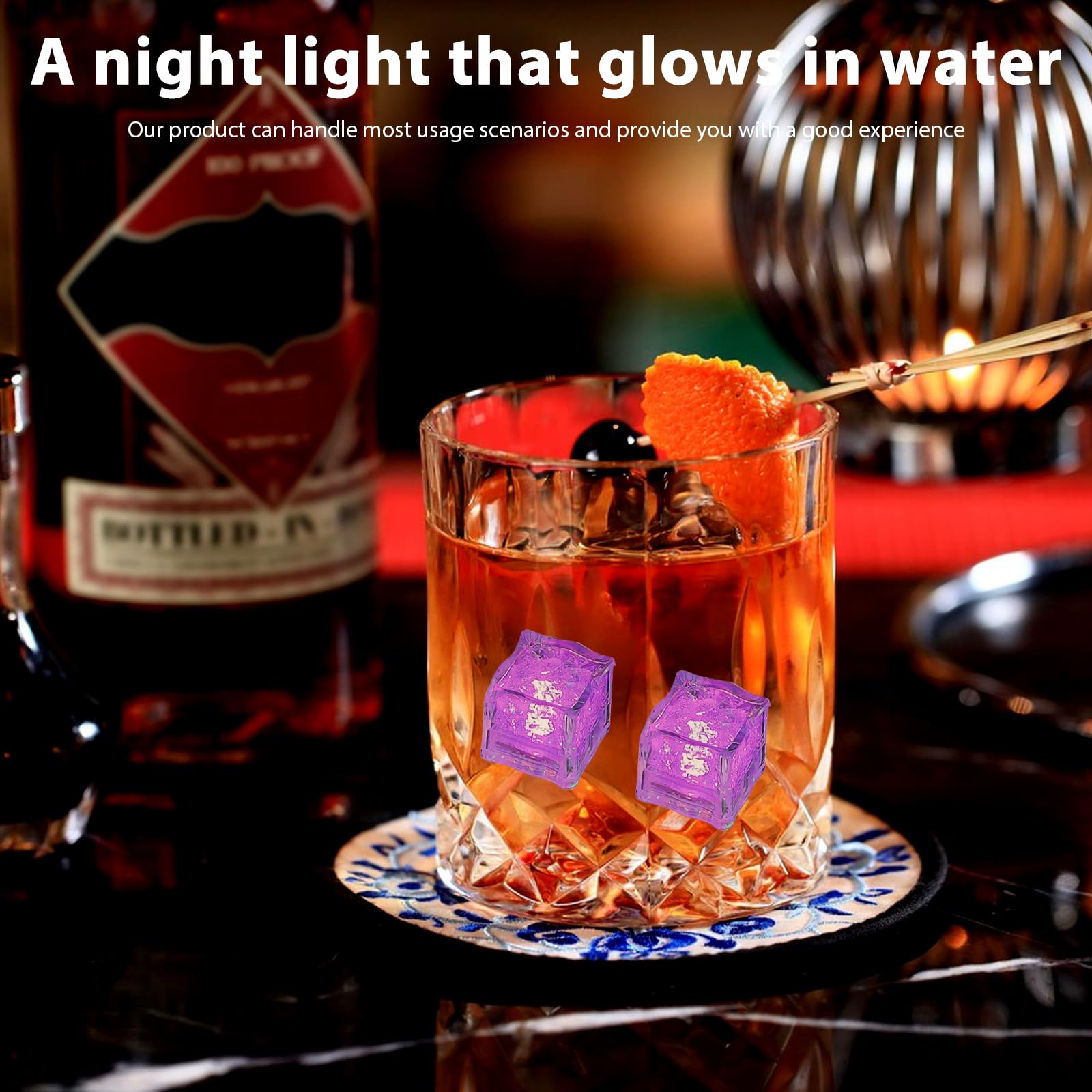 Ghiaccio Luminoso 24 Pezzi, Luminous Ice, Cubetti di Ghiaccio Luminosi, LED Cubetti Ghiaccio, Multicolore Cubo Ghiaccio LED Ice, per Bar, Balli, Matrimonio, Ricevimenti, Feste