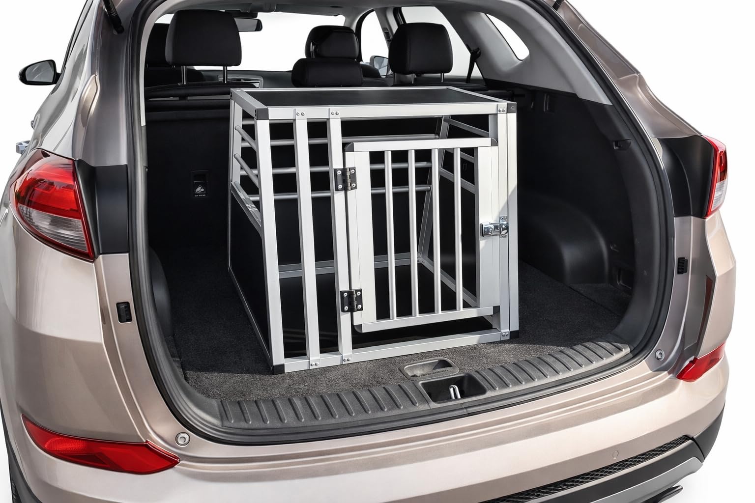 NK Transportín Perro Coche - Jaula para Perro con con Puerta y Cerradura, Ligera y Resistente, Diseño Compacto, Montaje Rápido y Sencillo, Fácil de Limpiar, Espacioso y Cómodo, Tamaño S