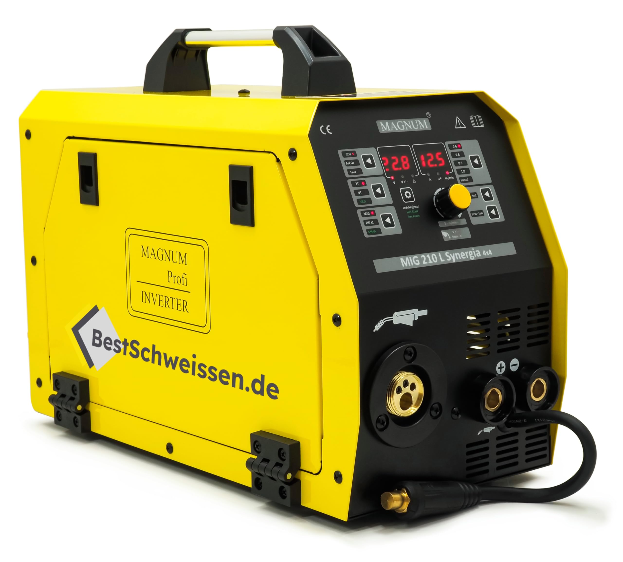 Soldador MIG MAG con Gas sin Gas MAGNUM 210L - Soldador Hilo MIG 200A - Soldadora TIG Antorcha SR-17V 4m - Soldador Inverter TIG MMA - Kit Completo Botella Casco Escuadras Magnéticas (Set 2)