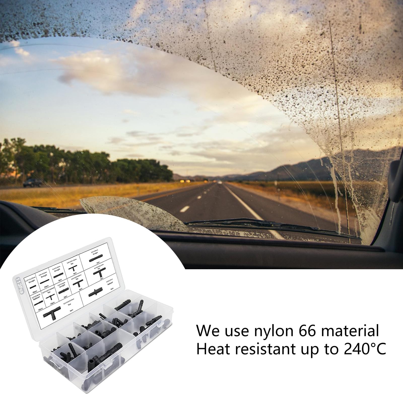 113-teiliges Vakuum Schlauchverbinder Set - Für Auto Unterdruckleitungen | Robuste Nylon Schnellkupplungen