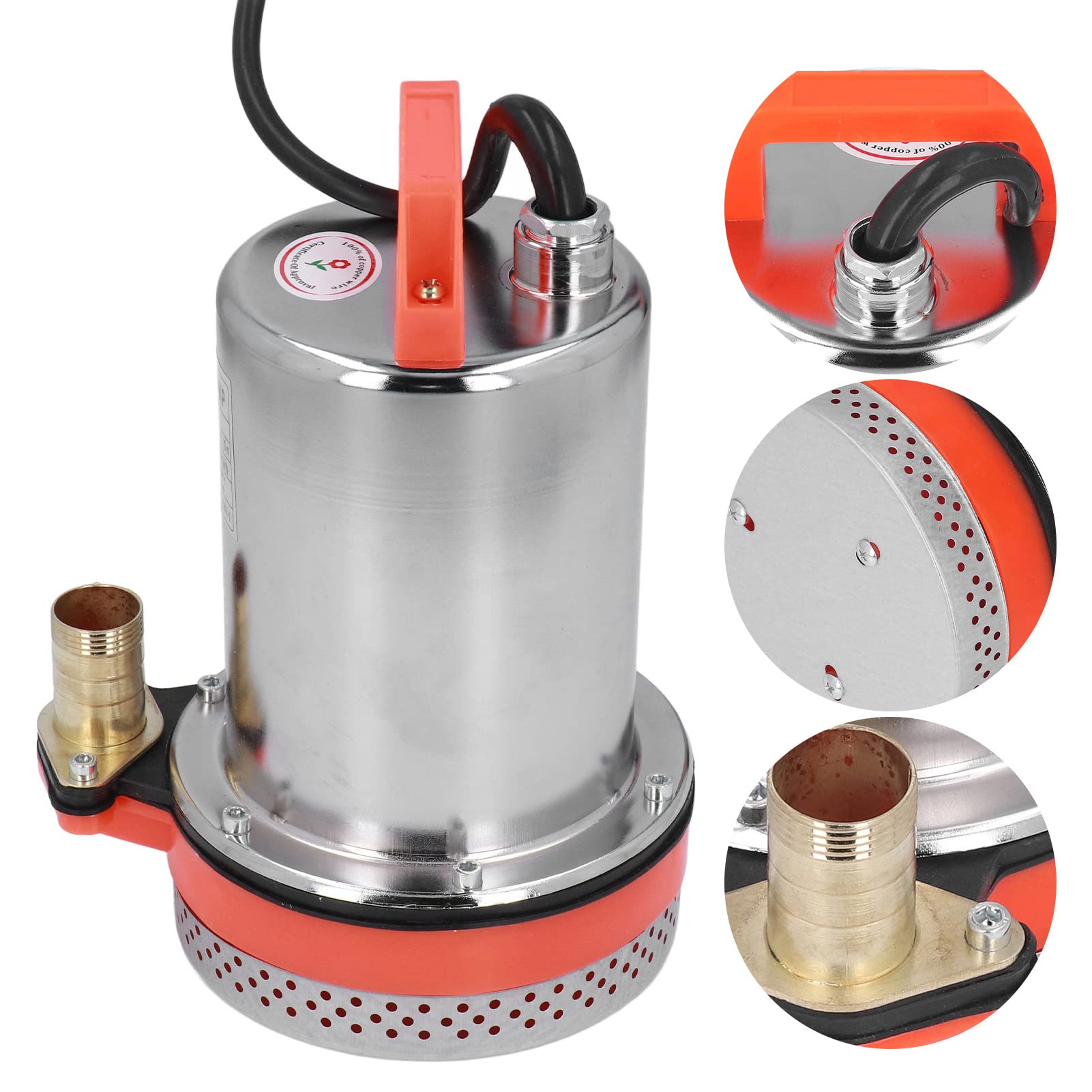 YWBL-WH Pompa Sommersa DC 12V, Acciaio Inossidabile, 10m Prevalenza, 300W, per Irrigazione Giardino e Prato