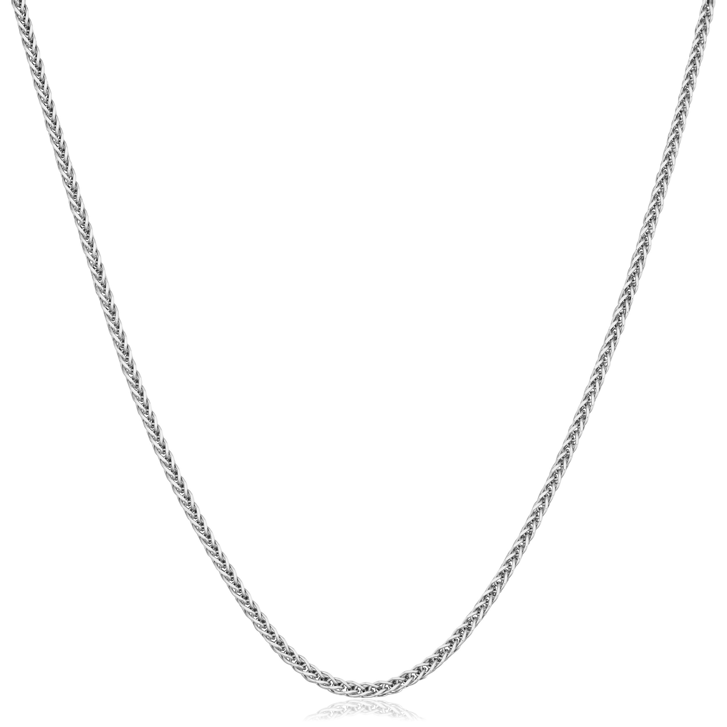 Kooljewelry Womens Solid 14k White Gold Square Wheat Chain